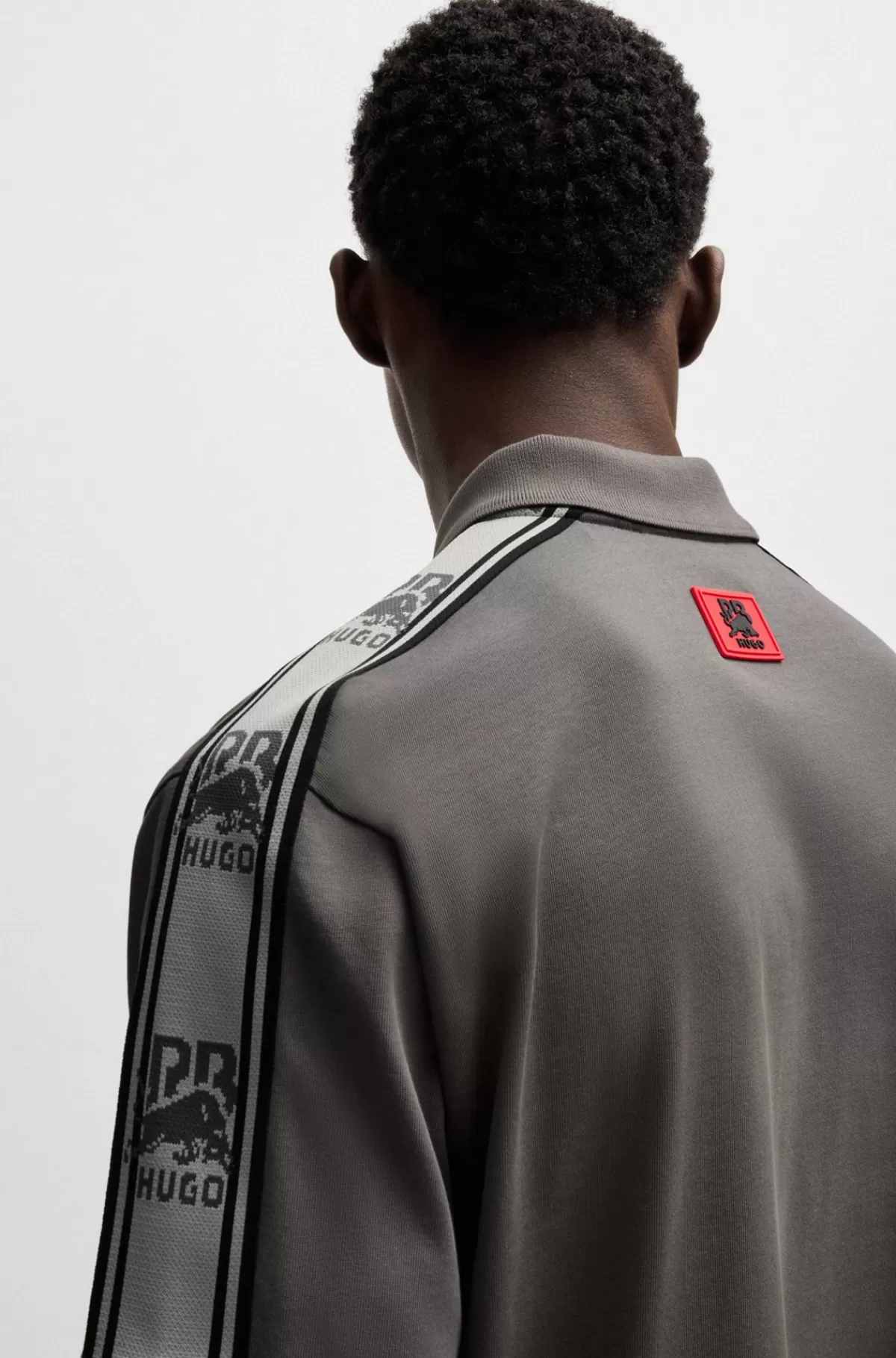 HUGO BOSS HUGO X RB-poloshirt I Bomuld Med Påsyet Bånd Med Branding Mørkegrå Flash Sale