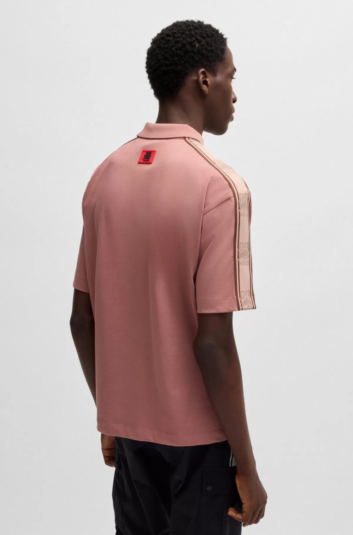 HUGO BOSS HUGO X RB-poloshirt I Bomuld Med Påsyet Bånd Med Branding Lys pink Outlet