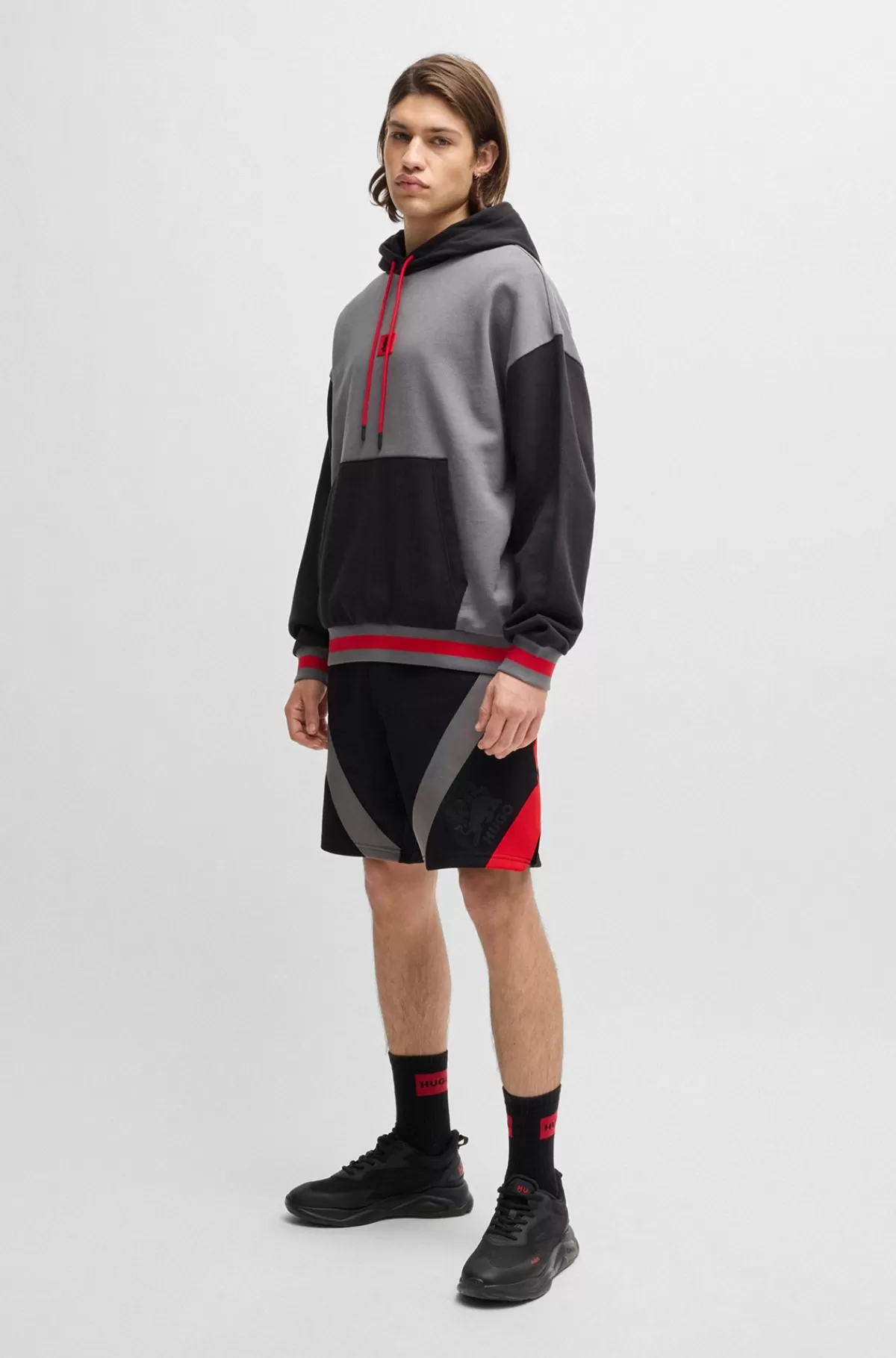 HUGO BOSS HUGO X RB-shorts Med Oversize Fit Og Signaturgrafik Med Tyr Sort Flash Sale