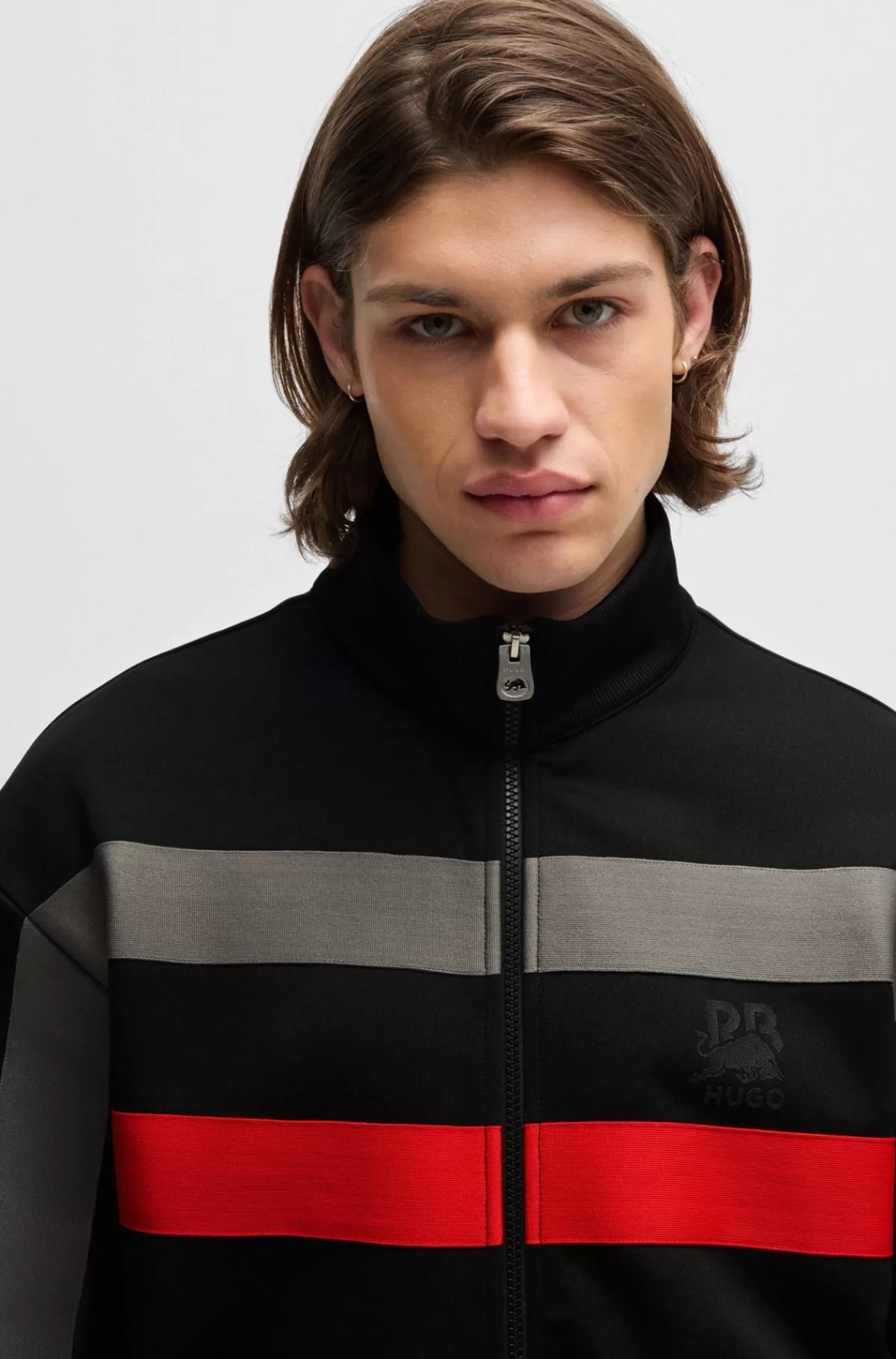 HUGO BOSS HUGO X RB-sweatshirt Med Lynlås Og Signaturgrafik Med Tyr Sort Discount