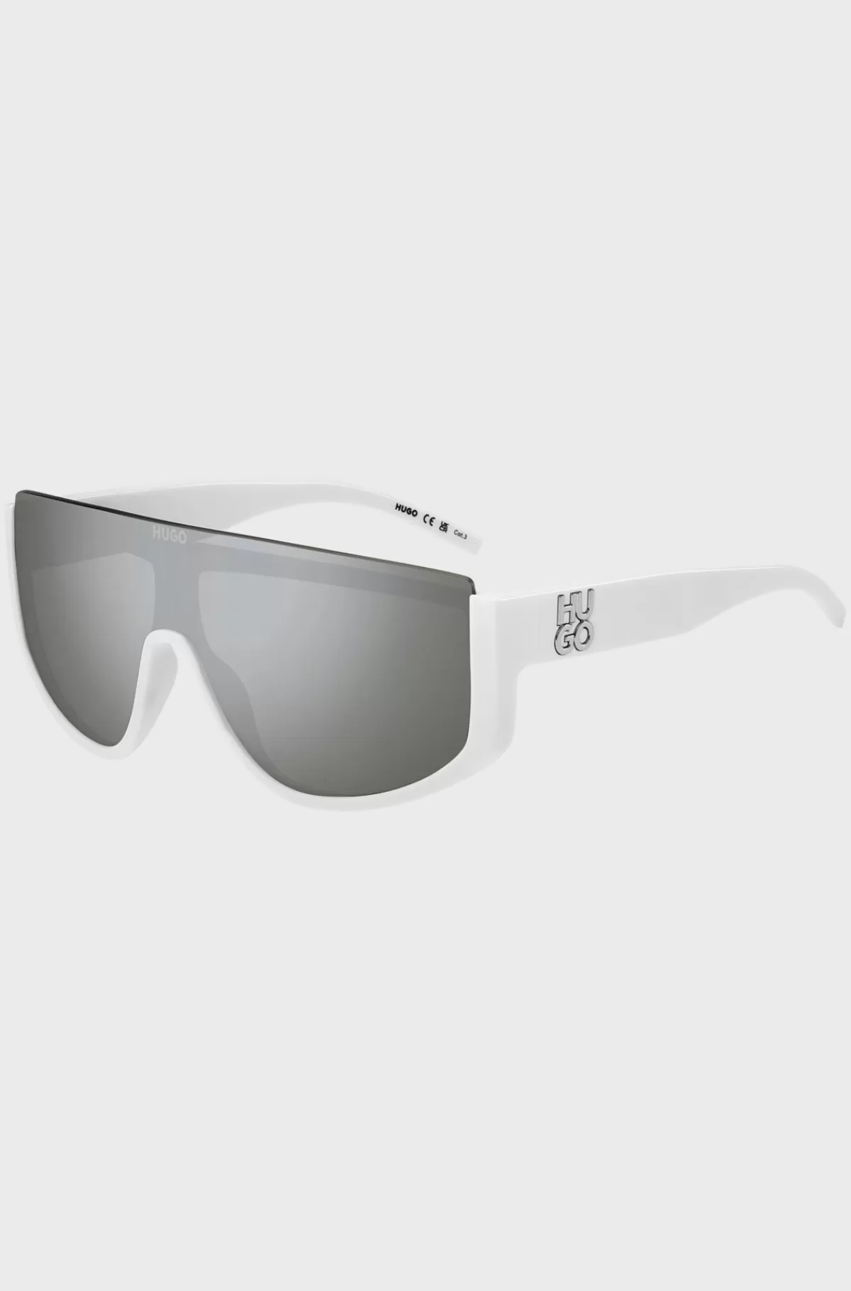 HUGO BOSS e Solbriller I Maskestil Med Stablet Logo Hvid Online