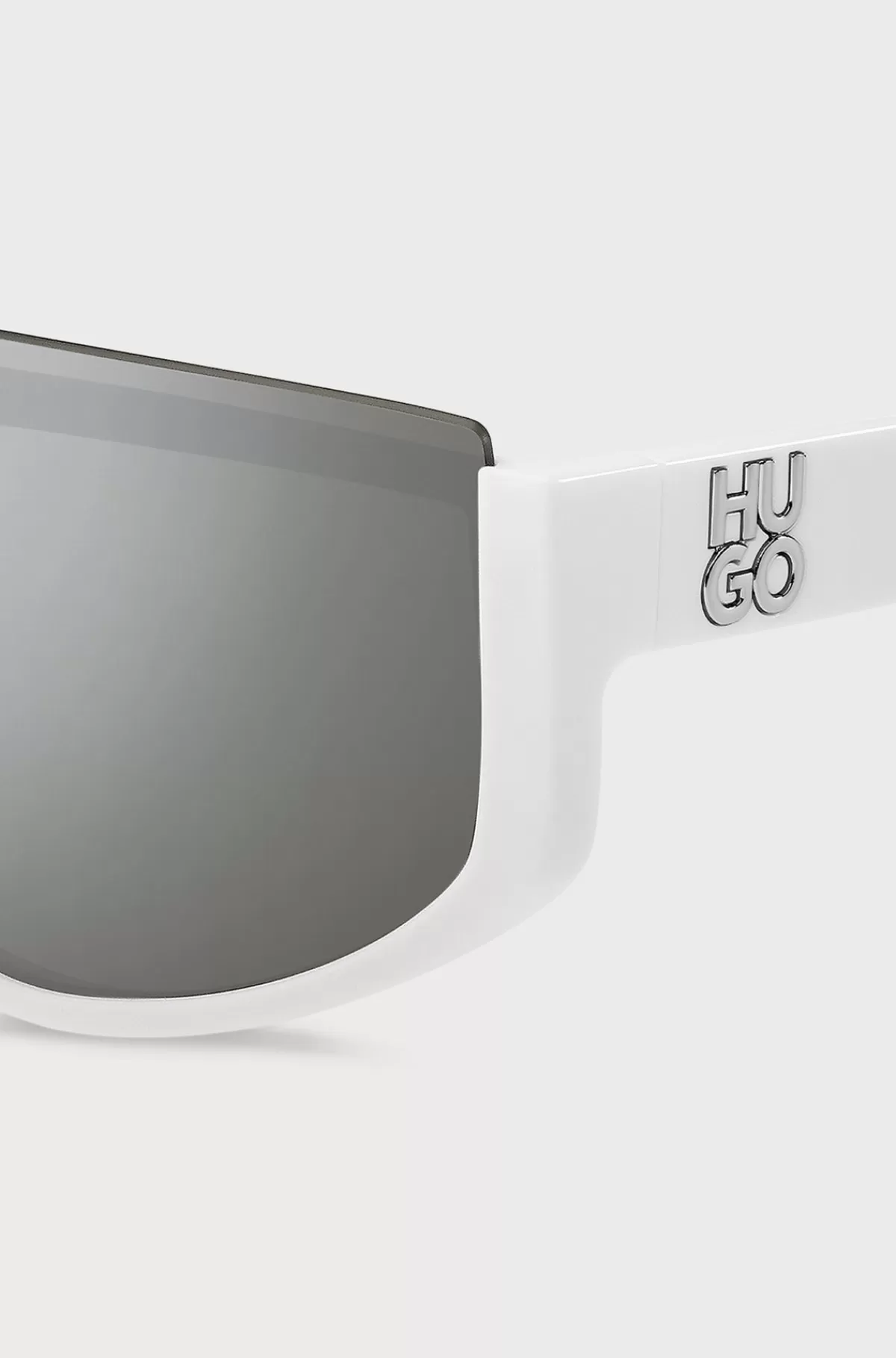 HUGO BOSS e Solbriller I Maskestil Med Stablet Logo Hvid Online