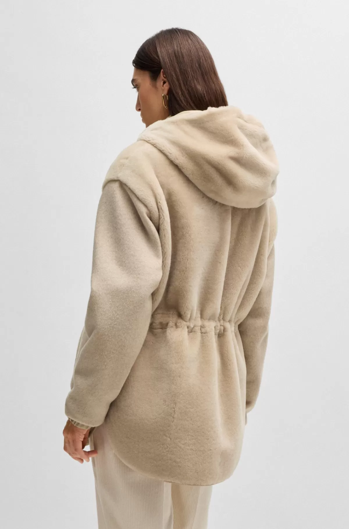 HUGO BOSS Hybrid Parkajakke Med Fåreskind Og Vest Med Dunfyld Lysebrun Discount