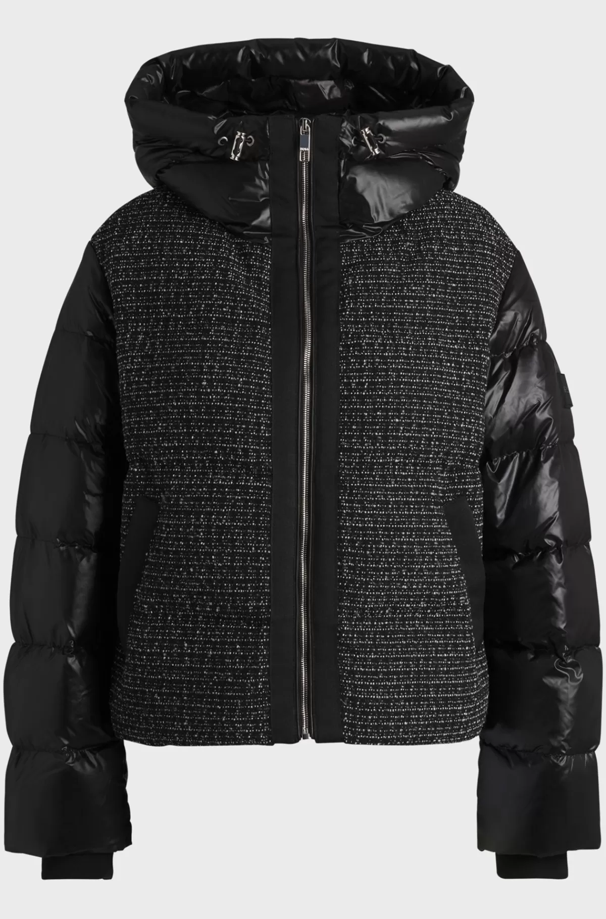 HUGO BOSS Hybridjakke Med Paneler I Tweed Sort Outlet