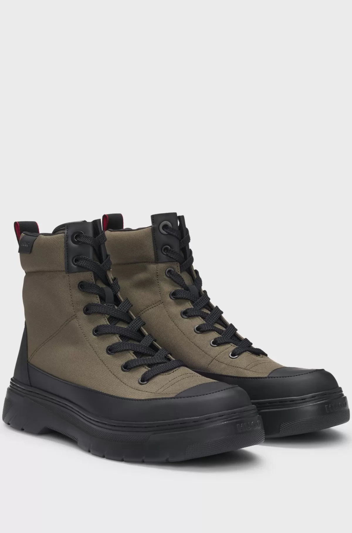 HUGO BOSS Hybridstøvler Med Snørebånd Og Signaturdetaljer Mørkegrøn Best Sale