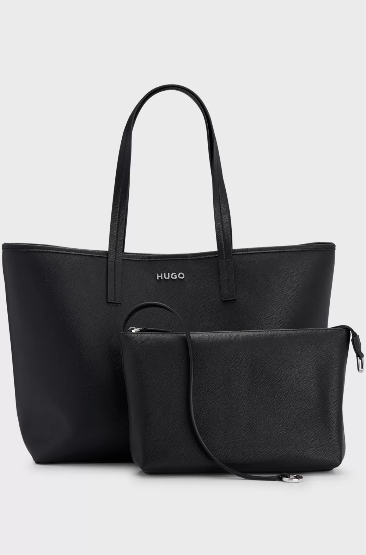 HUGO BOSS Indkøbstaske I Imiteret Læder Med Aftagelig Inderlomme Sort Outlet