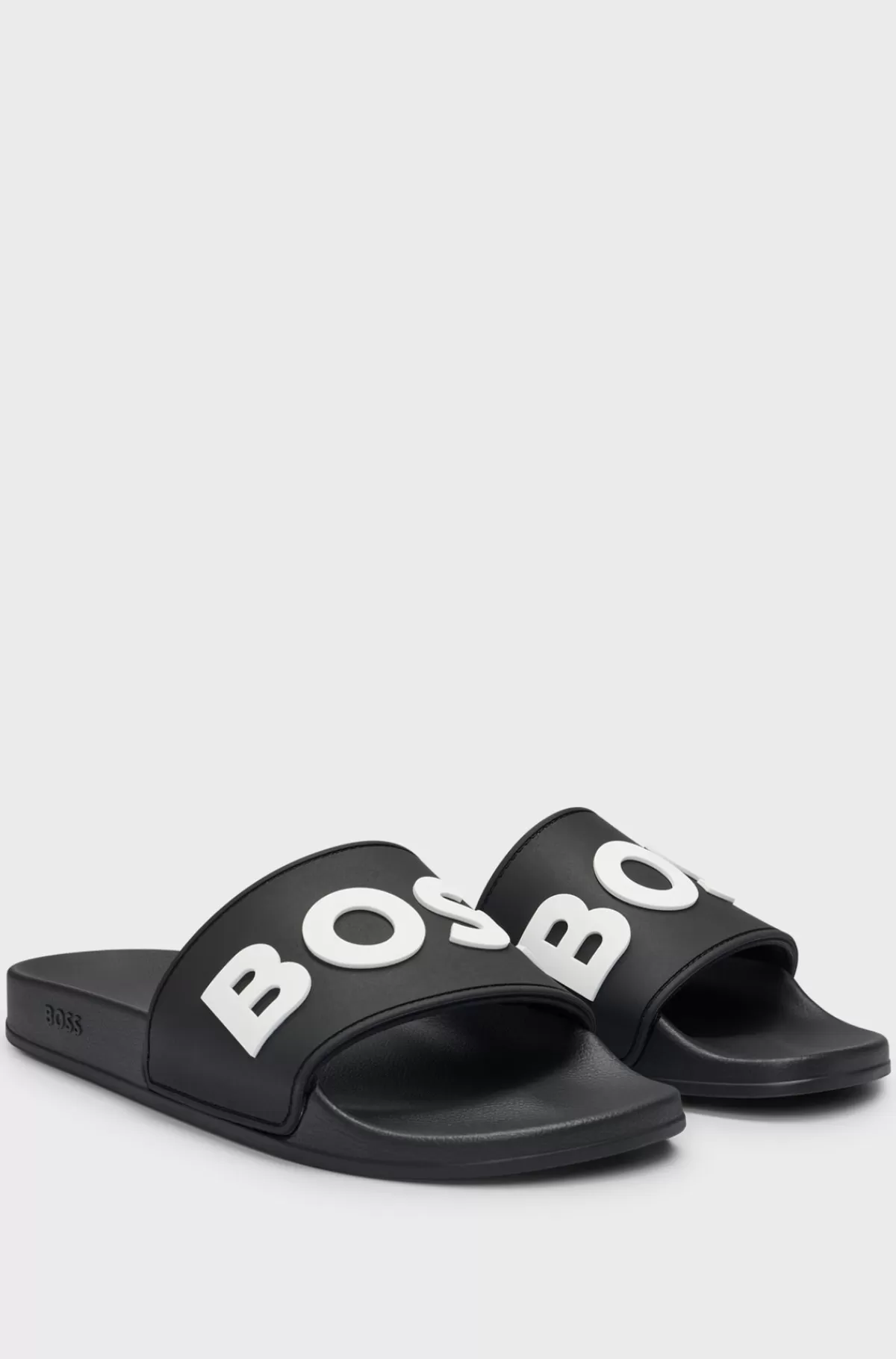 HUGO BOSS Italiensk Fremstillede Badesandaler Med Hævet Logo Sort Cheap