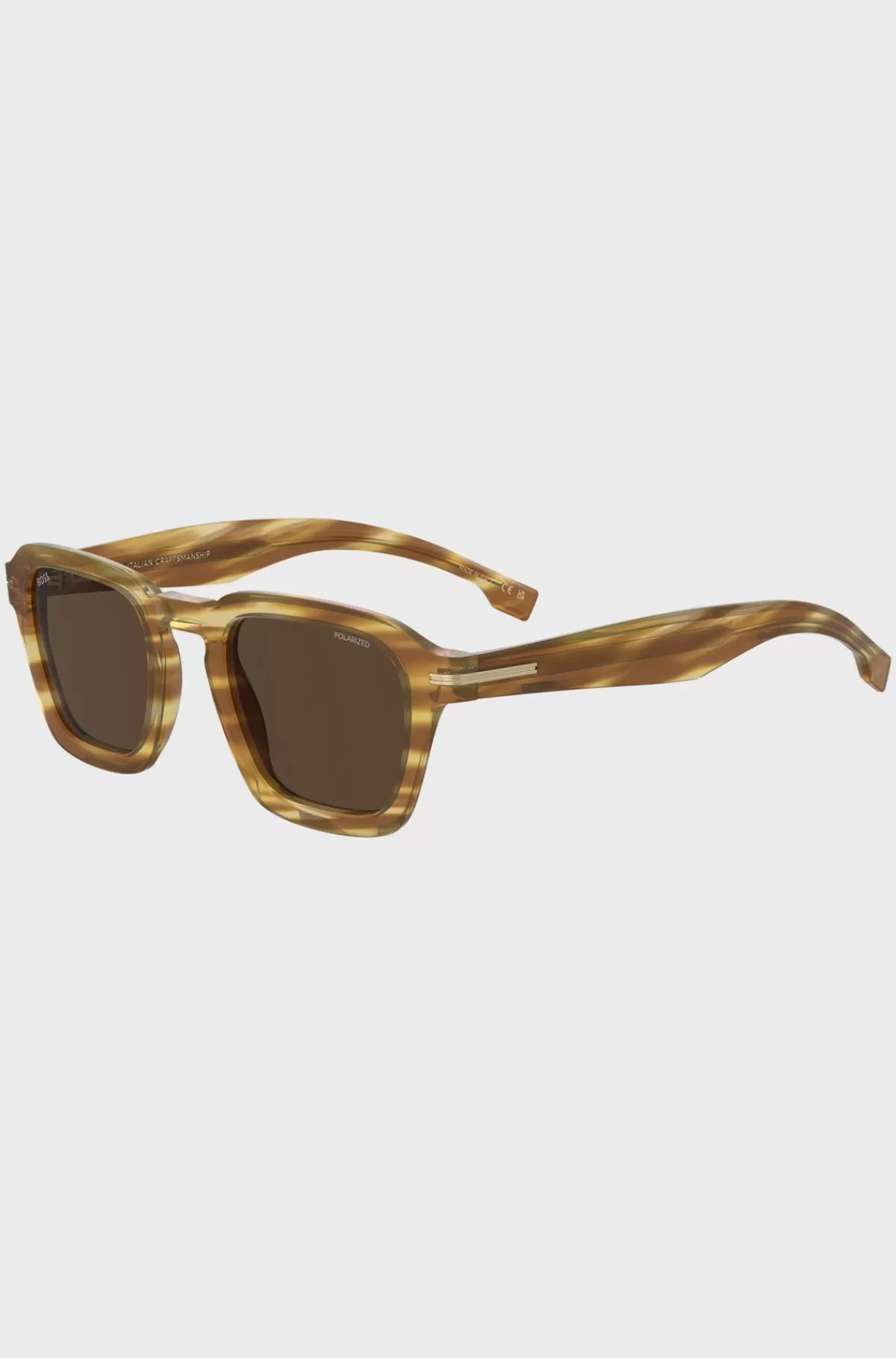 HUGO BOSS Italiensk Fremstillede Limited Collection-solbriller I Mønstret Acetat Brun Hot