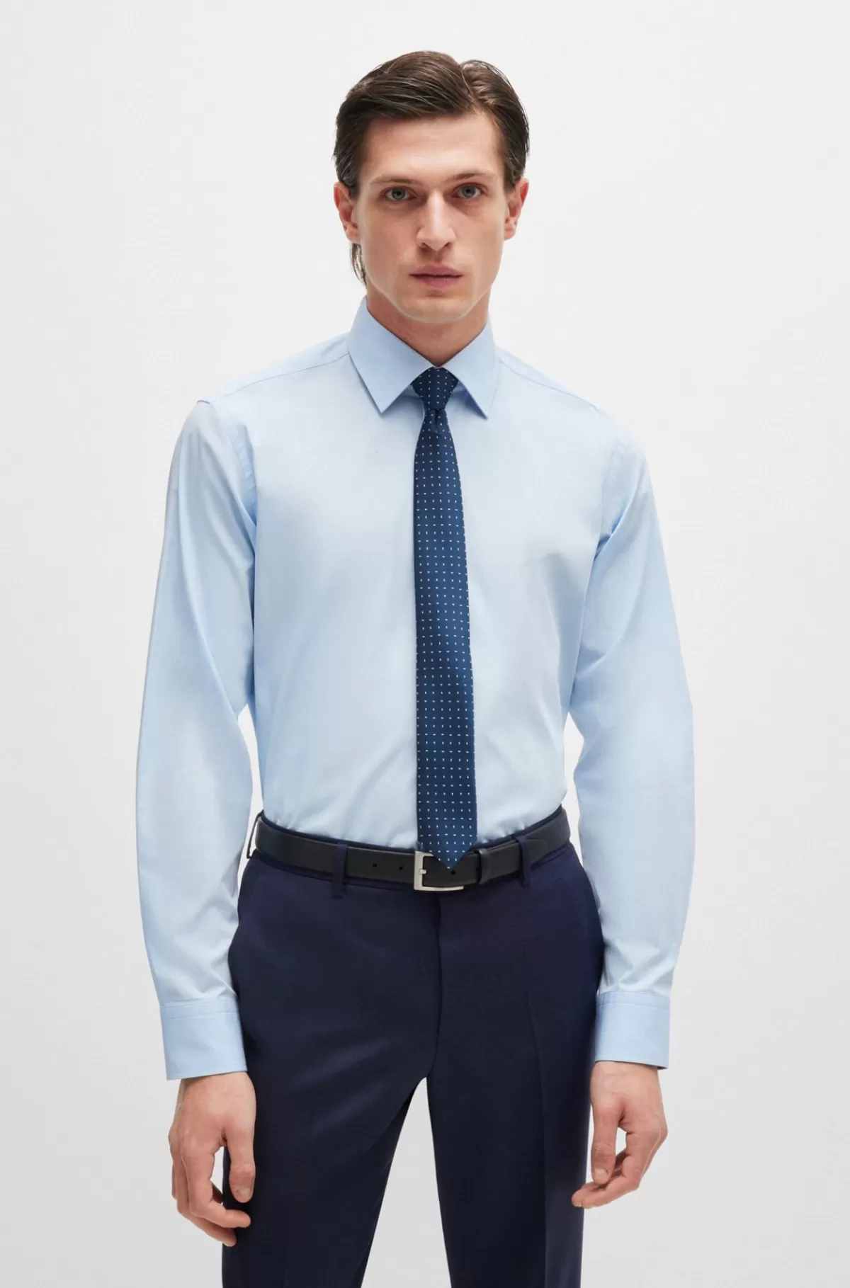 HUGO BOSS Italiensk Fremstillet Slips Med Rejsepose Mørkeblå Fashion