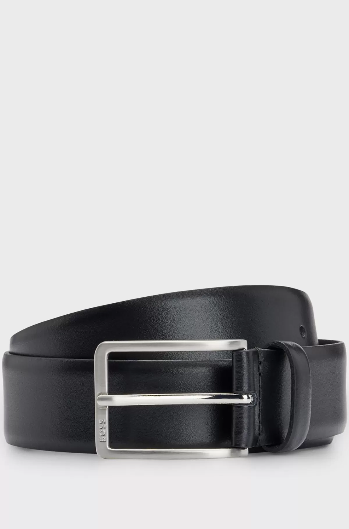 HUGO BOSS Italiensk Læderbælte Med Indgraveret Logo På Spændet Sort Shop