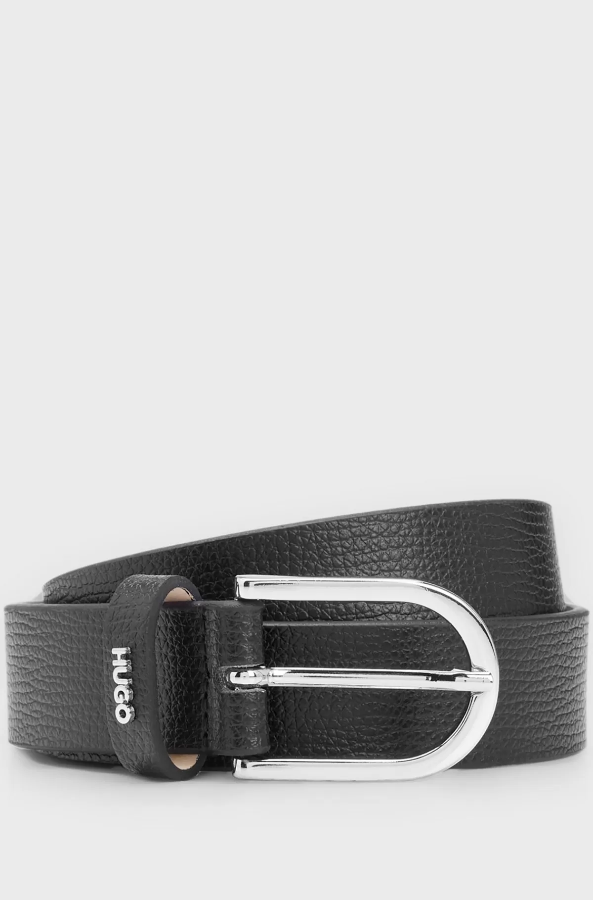 HUGO BOSS Italiensk Læderbælte Med Logo På Bæltestroppen Sort Cheap