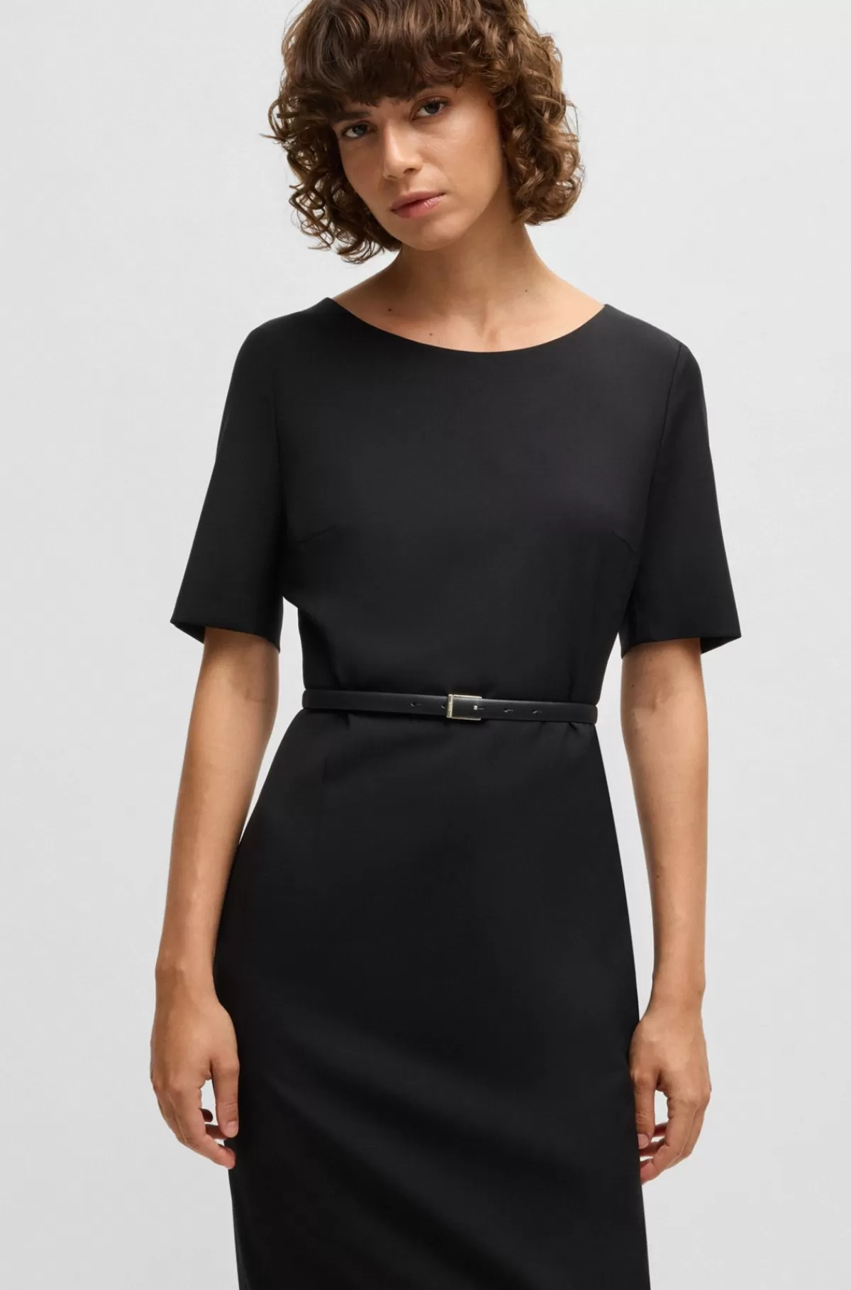 HUGO BOSS Italiensk Læderbælte Med Logo På Bæltestroppen Sort Cheap