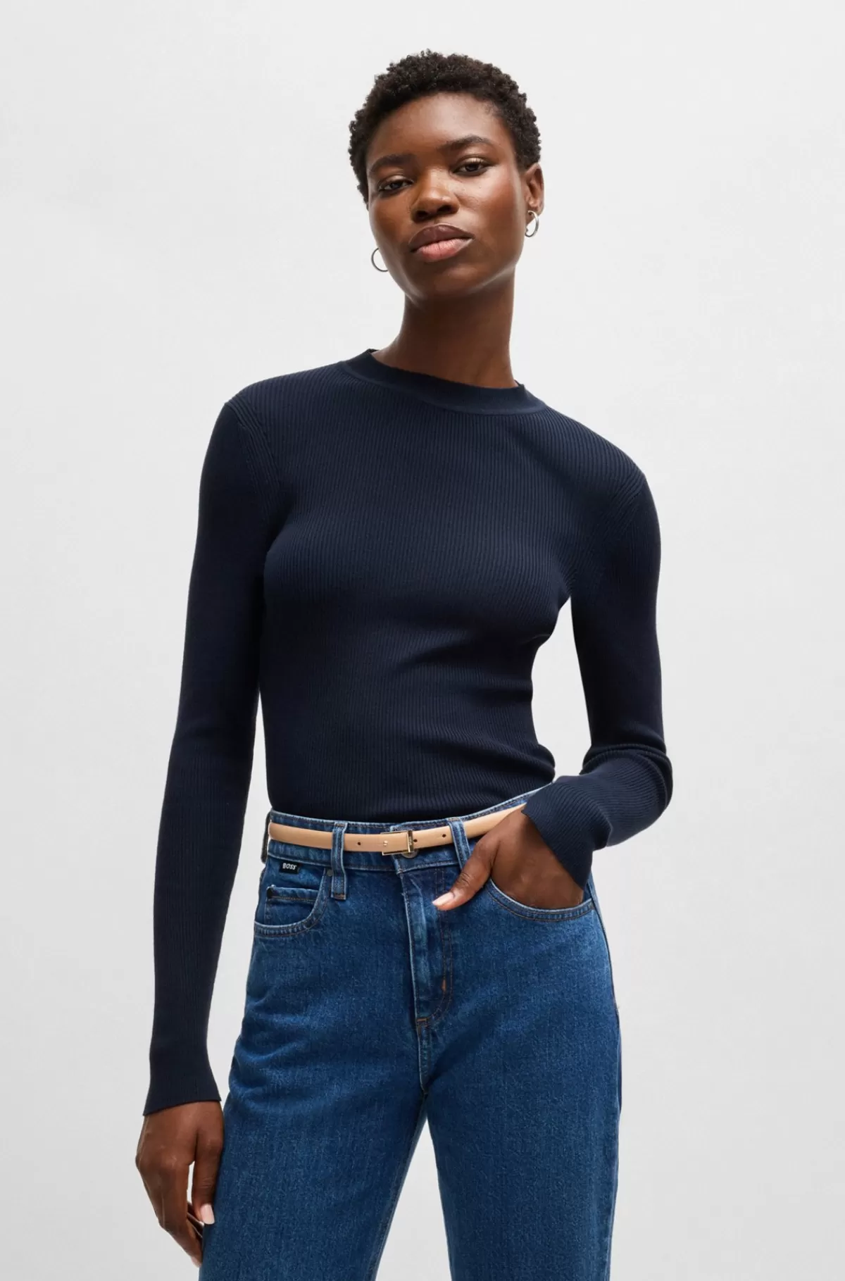 HUGO BOSS Italiensk Læderbælte Med Logo På Bæltestroppen Lysebrun Fashion