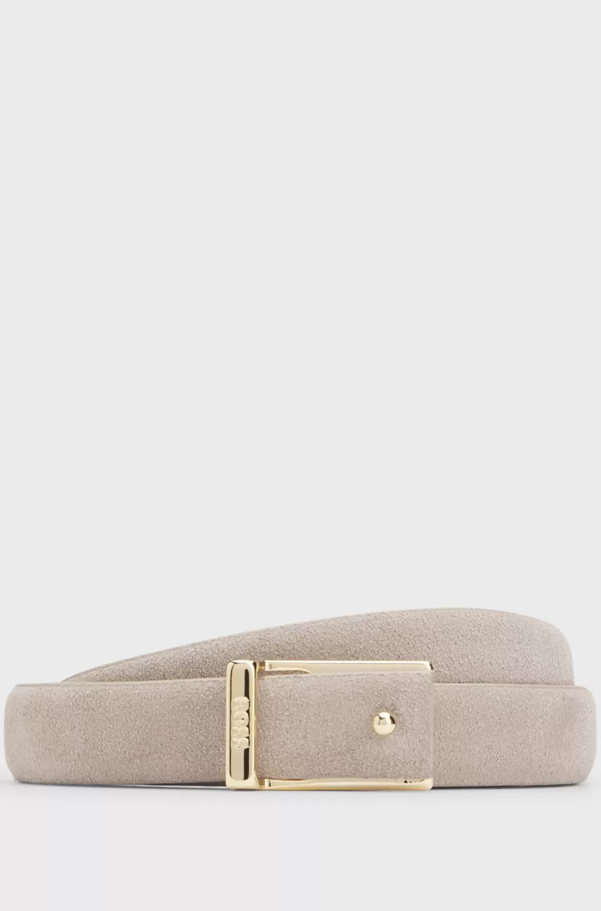 HUGO BOSS Italiensk Ruskindsbælte Med Logospænde Lys beige Cheap