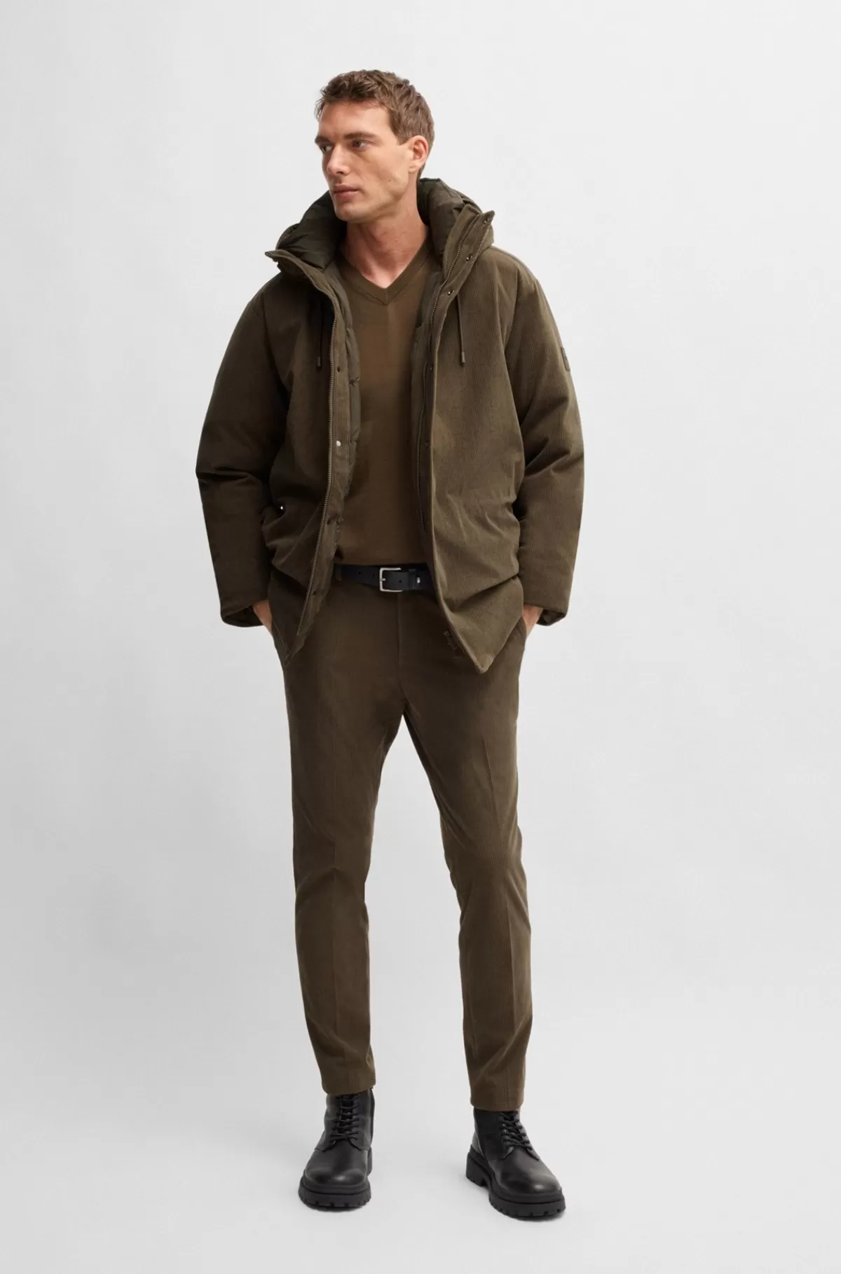 HUGO BOSS Jakke Af Fløjl Med Dunfyld Fra BOSS SELECTED BY BECKHAM Brun Best Sale