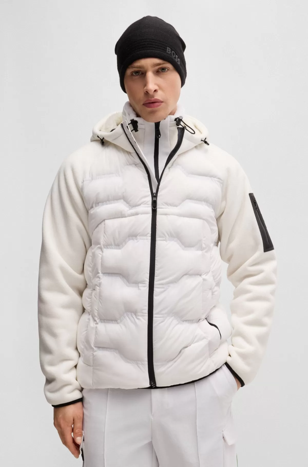HUGO BOSS Jakke I Blandede Materialer Med Kviltet Front Hvid Online