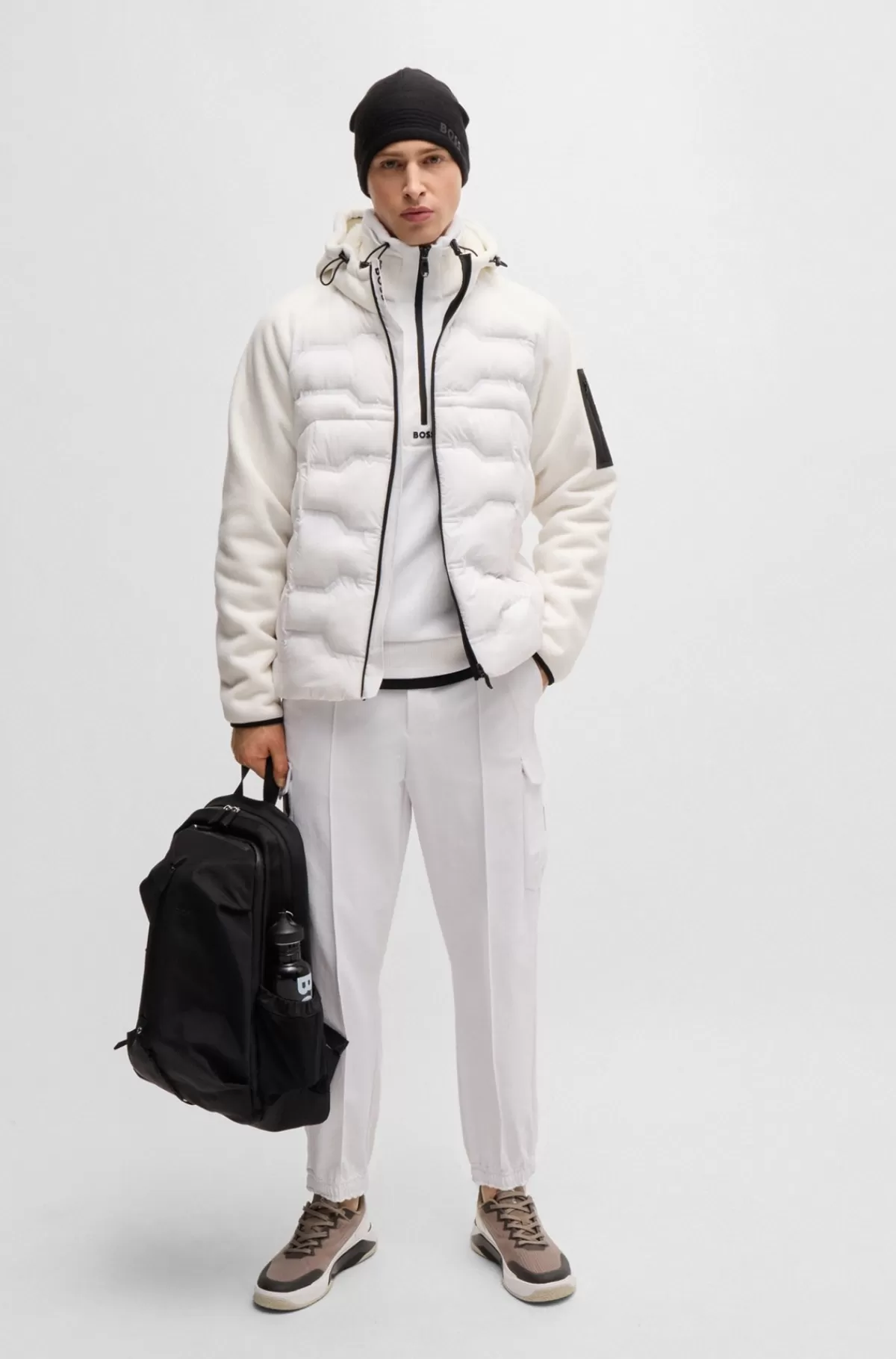HUGO BOSS Jakke I Blandede Materialer Med Kviltet Front Hvid Online