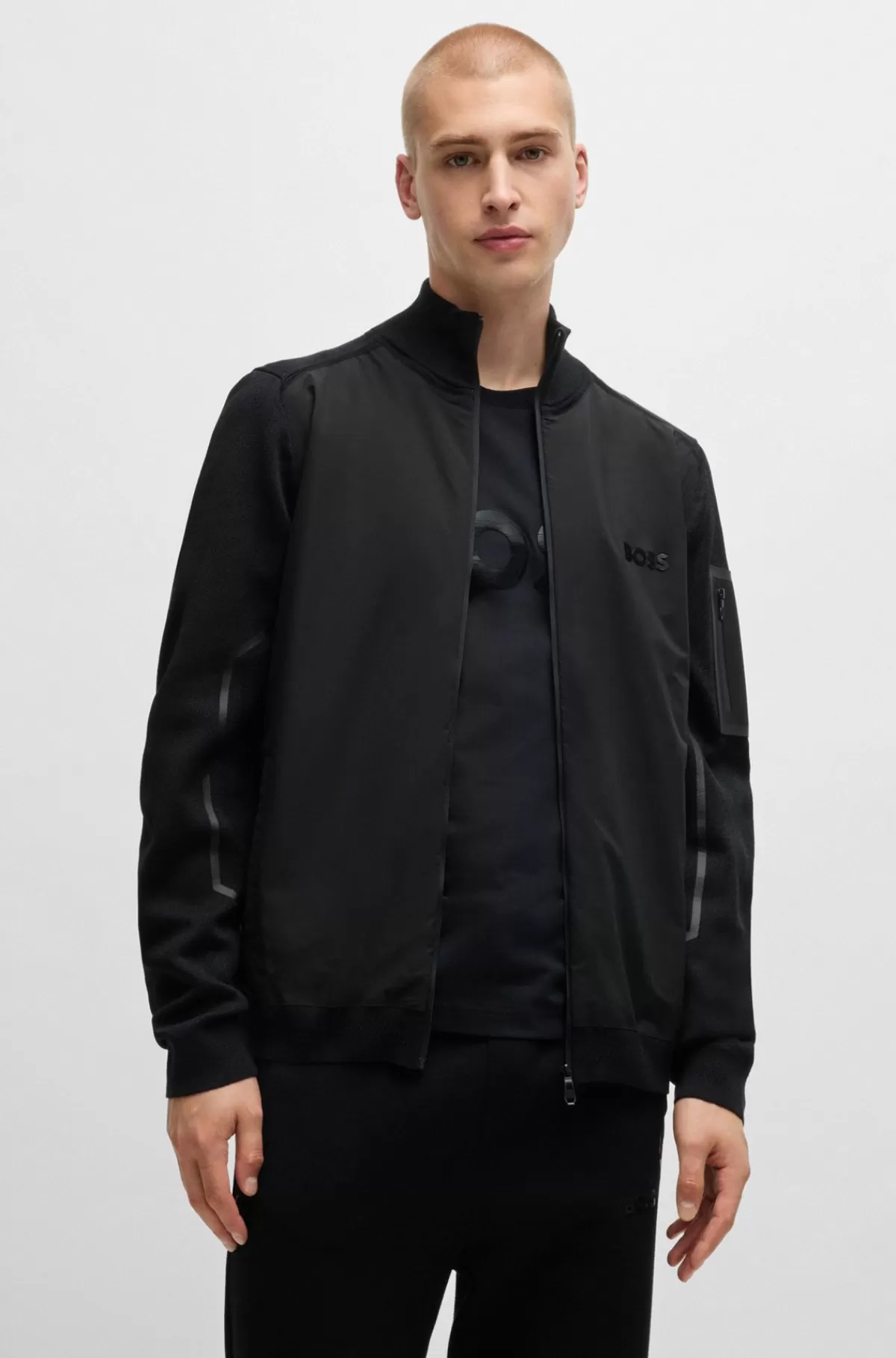 HUGO BOSS Jakke I Blandede Materialer Med Termoregulerende Egenskaber Sort Hot