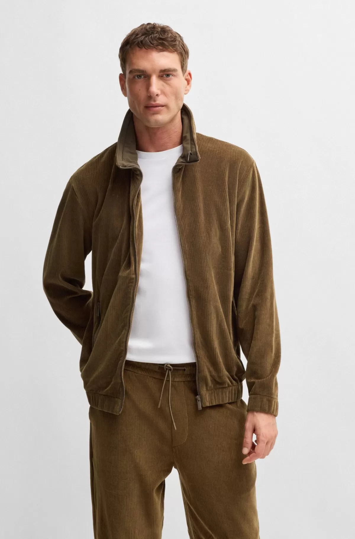 HUGO BOSS Jakke I Fløjl Med Stræk Fra BOSS SELECTED BY BECKHAM Brun Flash Sale
