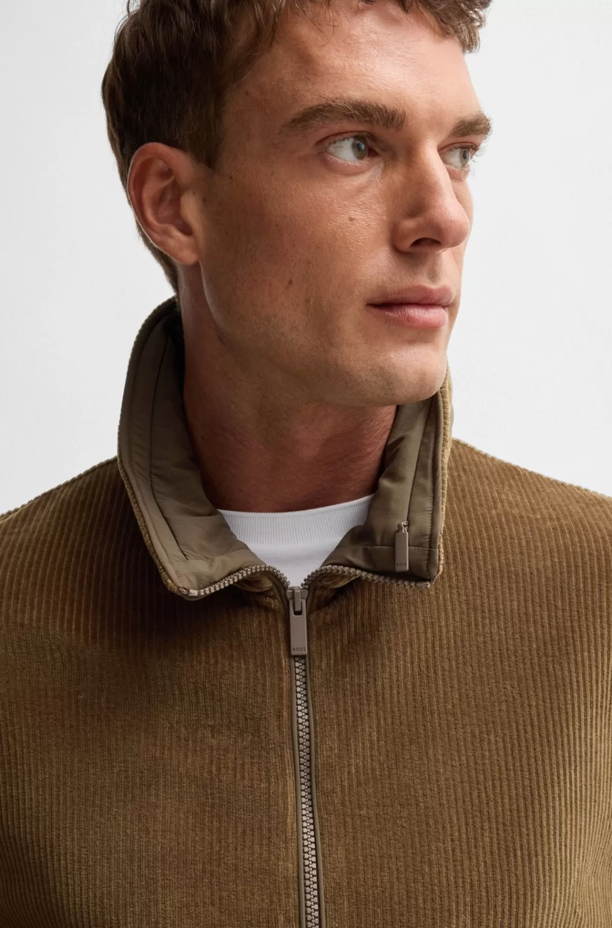 HUGO BOSS Jakke I Fløjl Med Stræk Fra BOSS SELECTED BY BECKHAM Brun Flash Sale