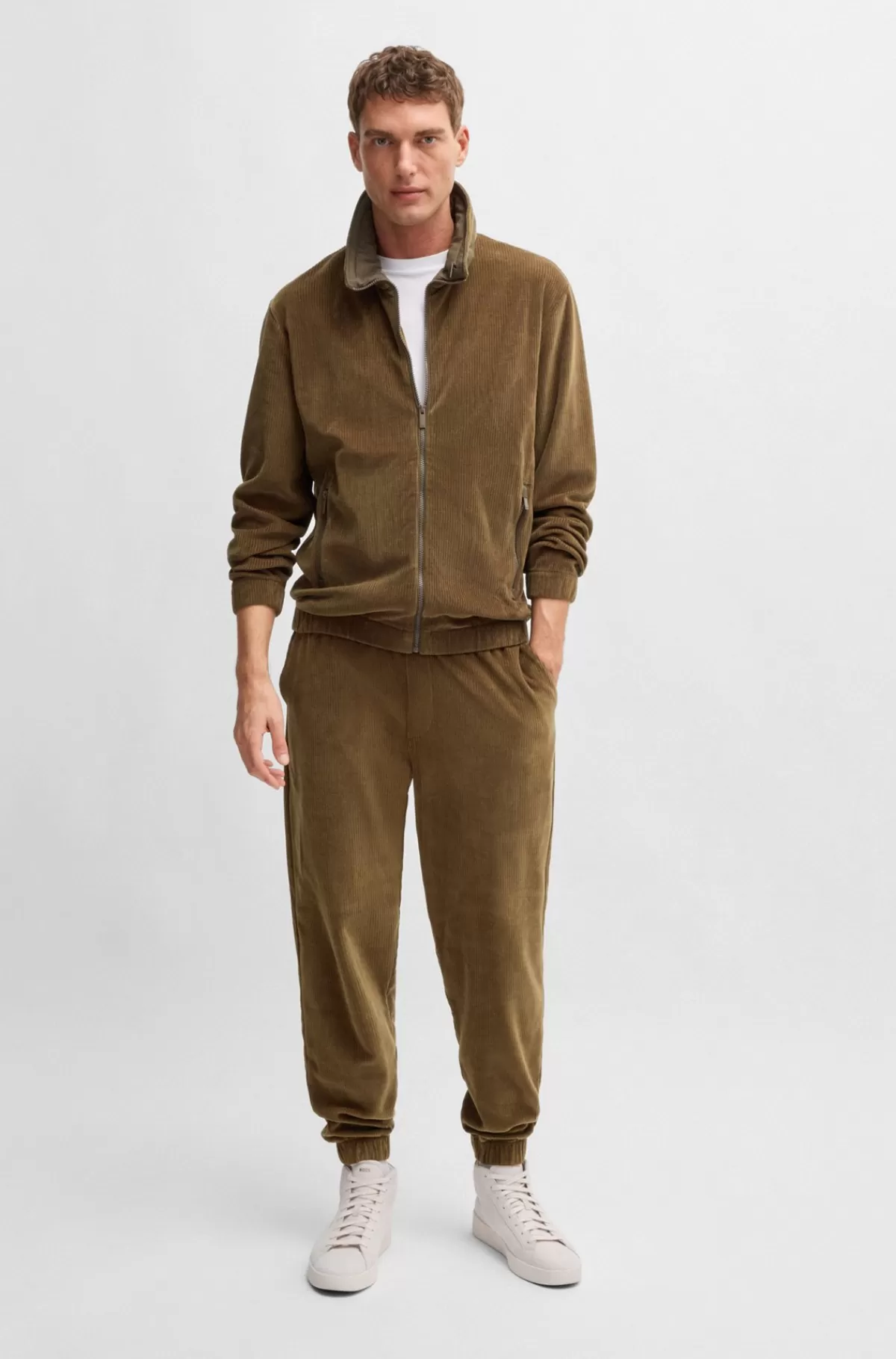 HUGO BOSS Jakke I Fløjl Med Stræk Fra BOSS SELECTED BY BECKHAM Brun Flash Sale