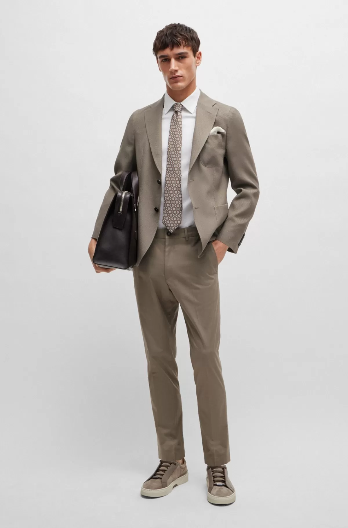 HUGO BOSS Jakke I Slim Fit Af Bomuld Og Ny Uld Beige Hot