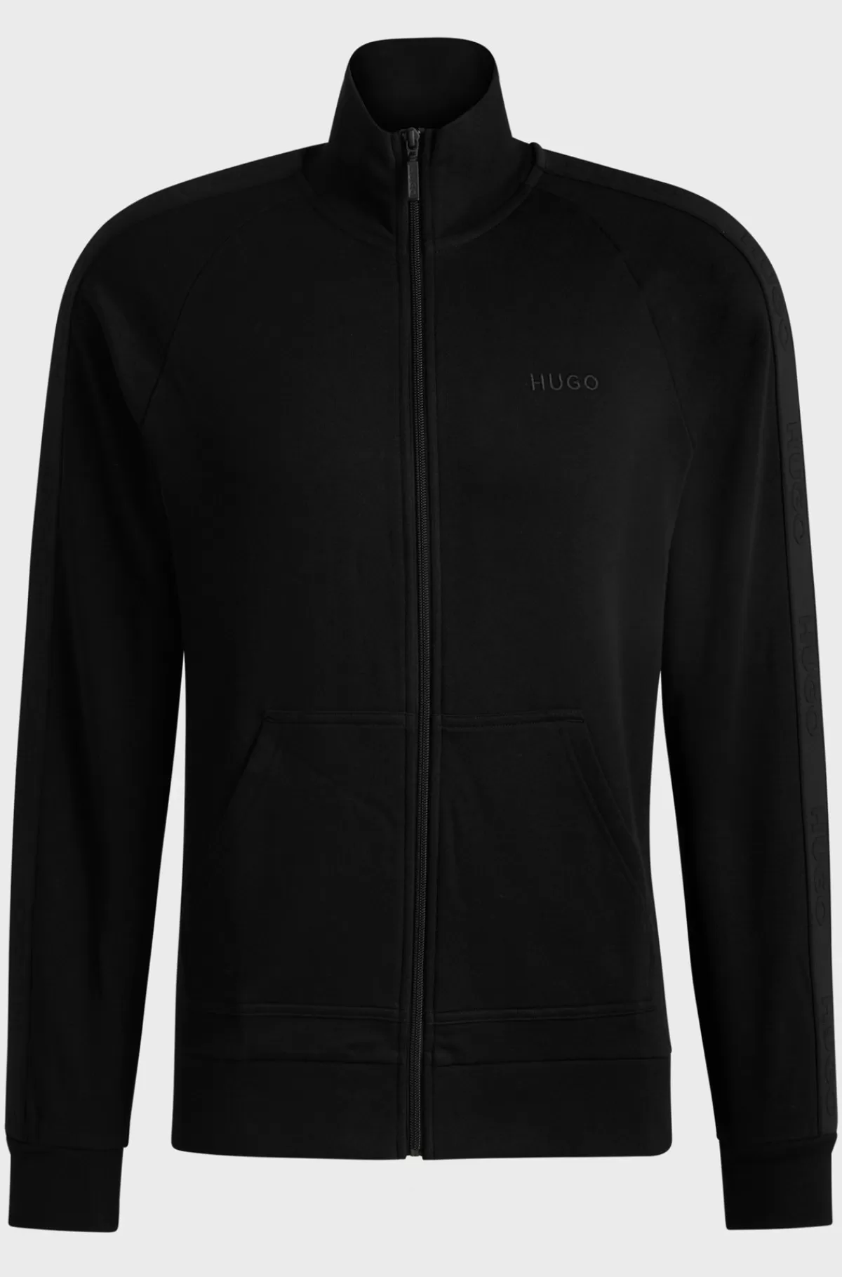 HUGO BOSS Jakke I Sweatkvalitet Af Bomuld Med Lynlås Og Logobånd Sort Outlet