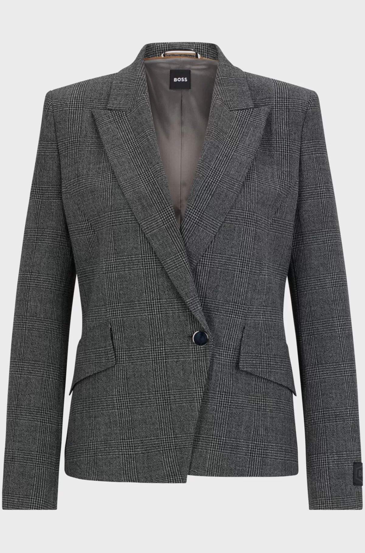 HUGO BOSS Jakke I Ternet Stof Med Regular Fit Og Spids Revers Mørkegrå Discount