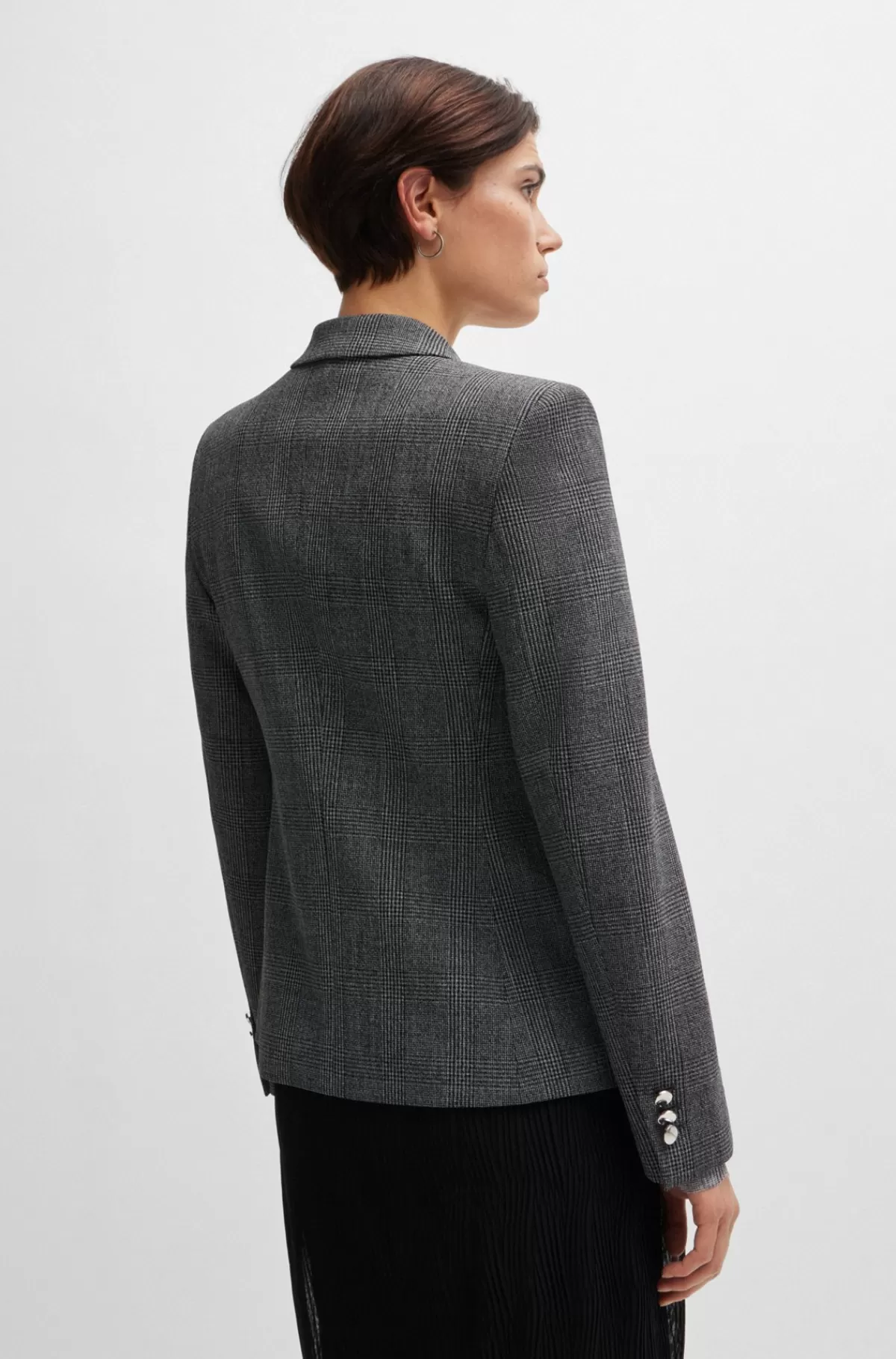 HUGO BOSS Jakke I Ternet Stof Med Regular Fit Og Spids Revers Mørkegrå Discount