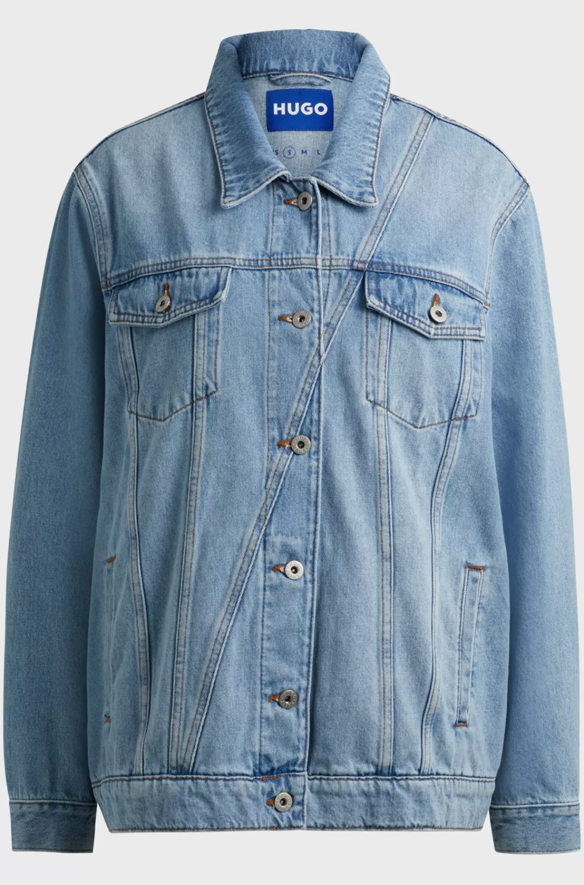 HUGO BOSS Jakke Med Boxy Fit Jakke Af Kraftig, Blå, Stenvasket Denim Lyseblå Outlet