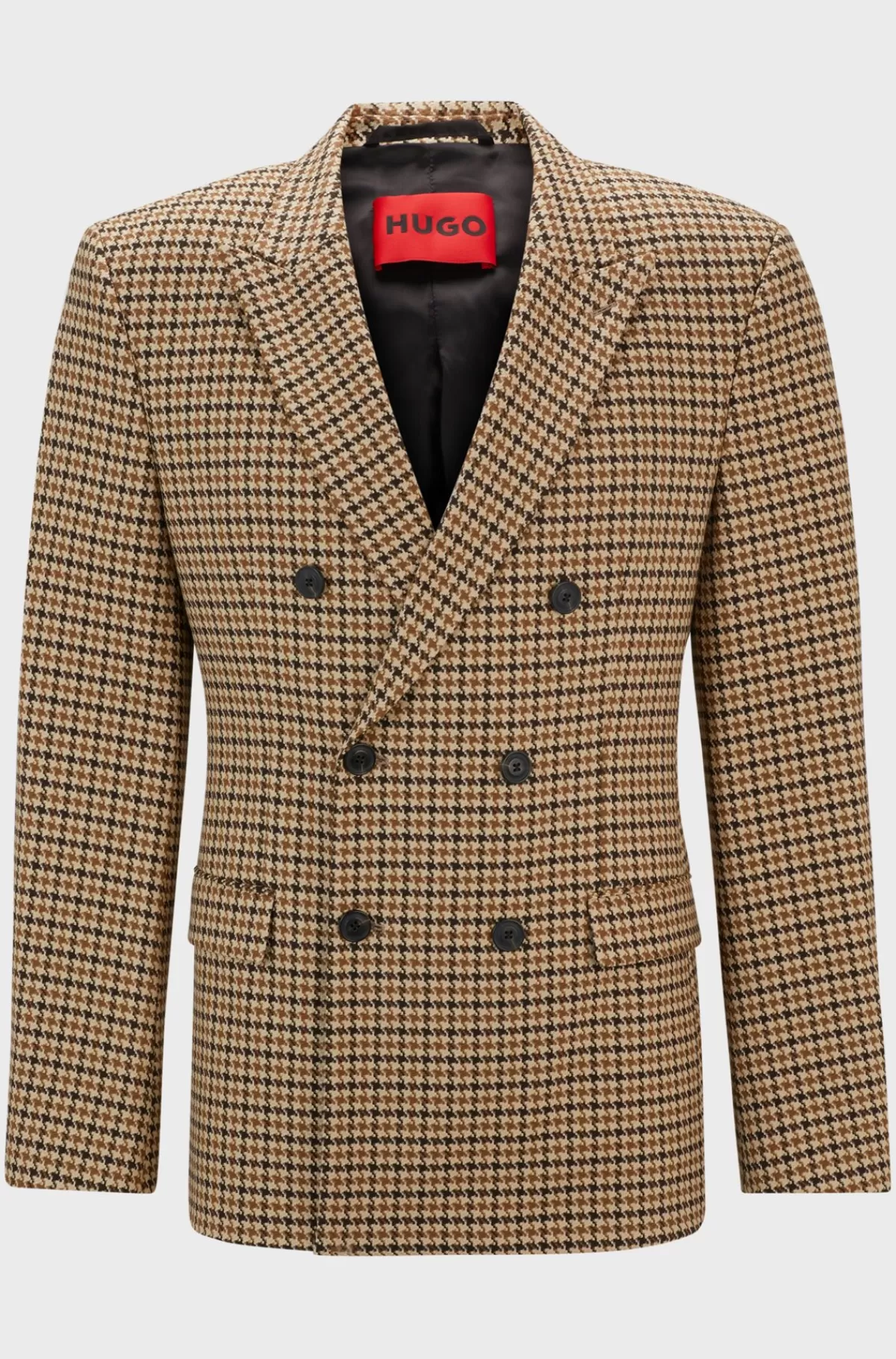 HUGO BOSS Jakke Med Extra Slim Fit I Materiale Med Stræk Og Hanefjedstern Brun Hot