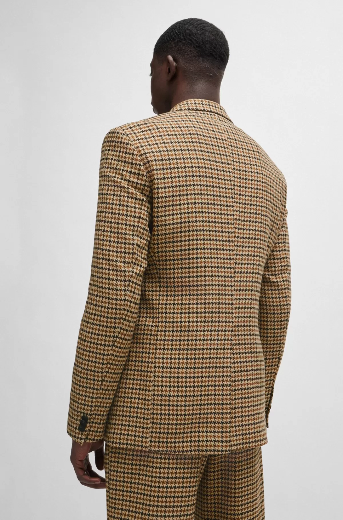 HUGO BOSS Jakke Med Extra Slim Fit I Materiale Med Stræk Og Hanefjedstern Brun Hot