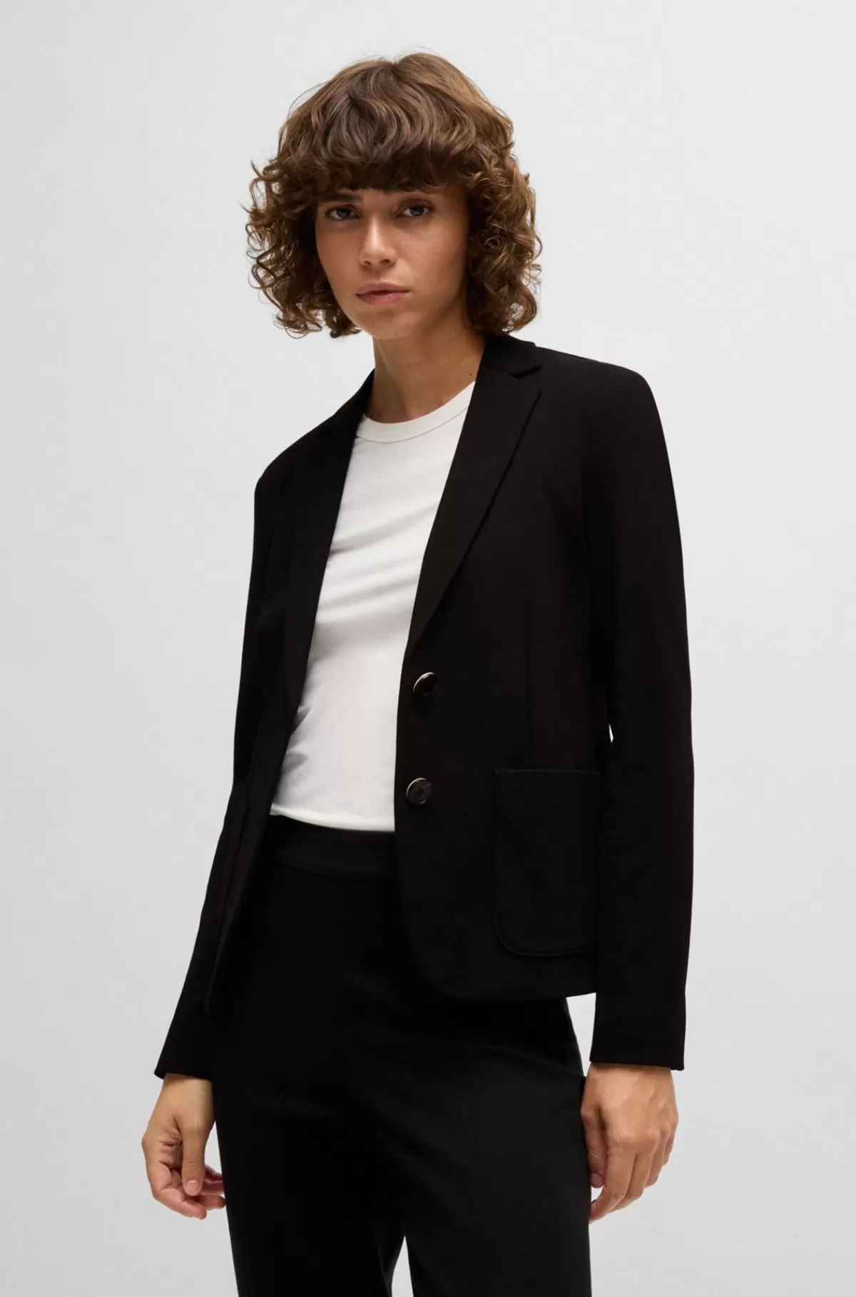 HUGO BOSS Jakke Med Extra Slim Fit I Stof Med Stræk Sort Cheap