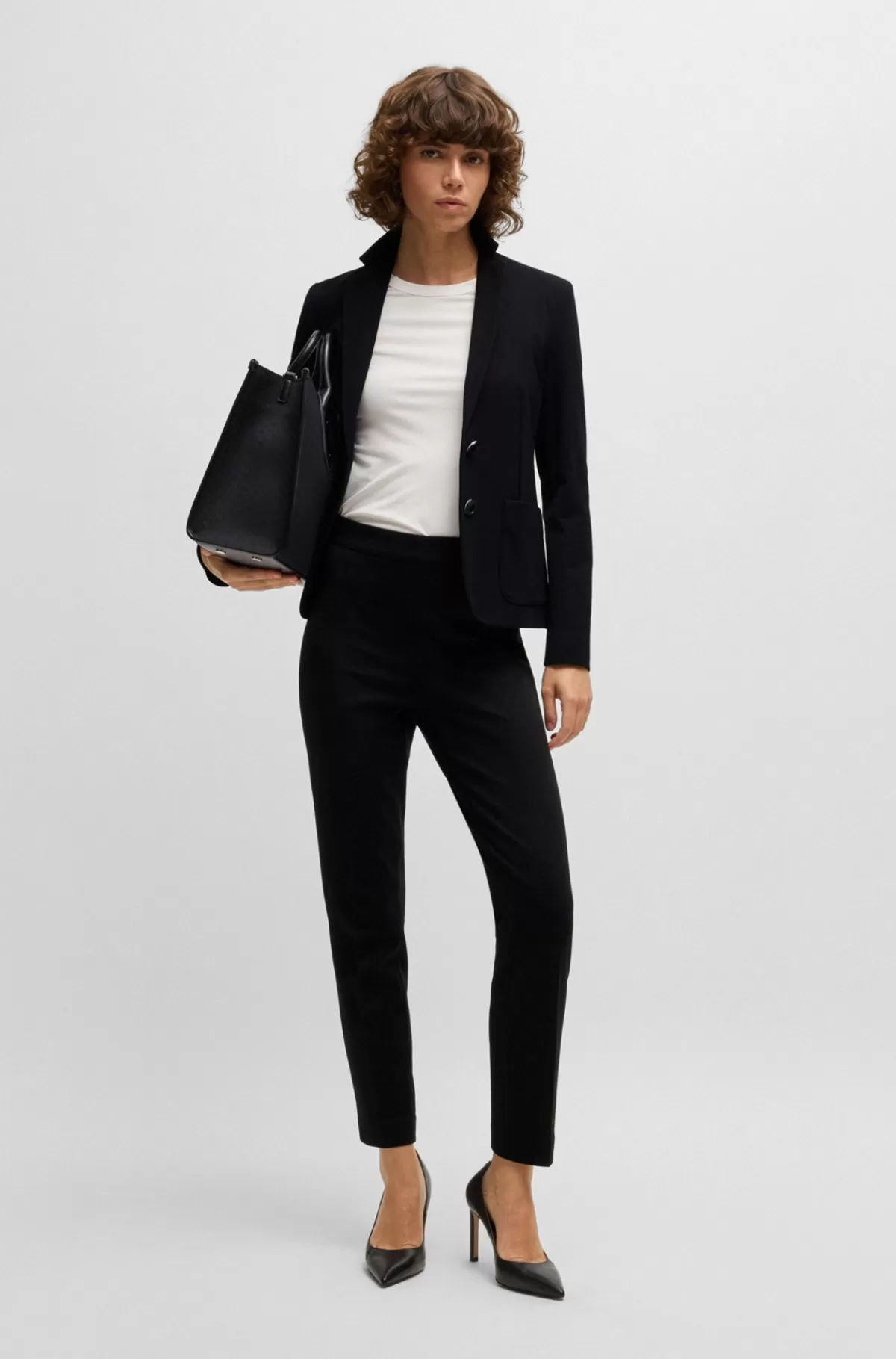 HUGO BOSS Jakke Med Extra Slim Fit I Stof Med Stræk Sort Cheap