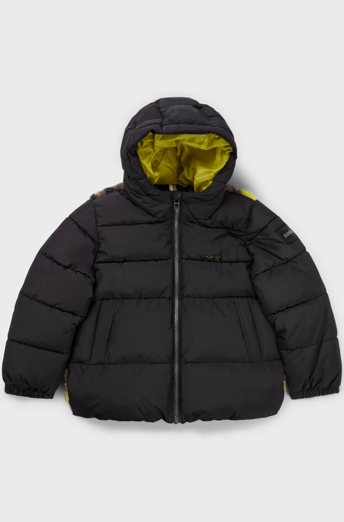 HUGO BOSS Jakke Med Hætte Og Camouflagemønstret Sherpa På Ryggen Til Børn Sort Store