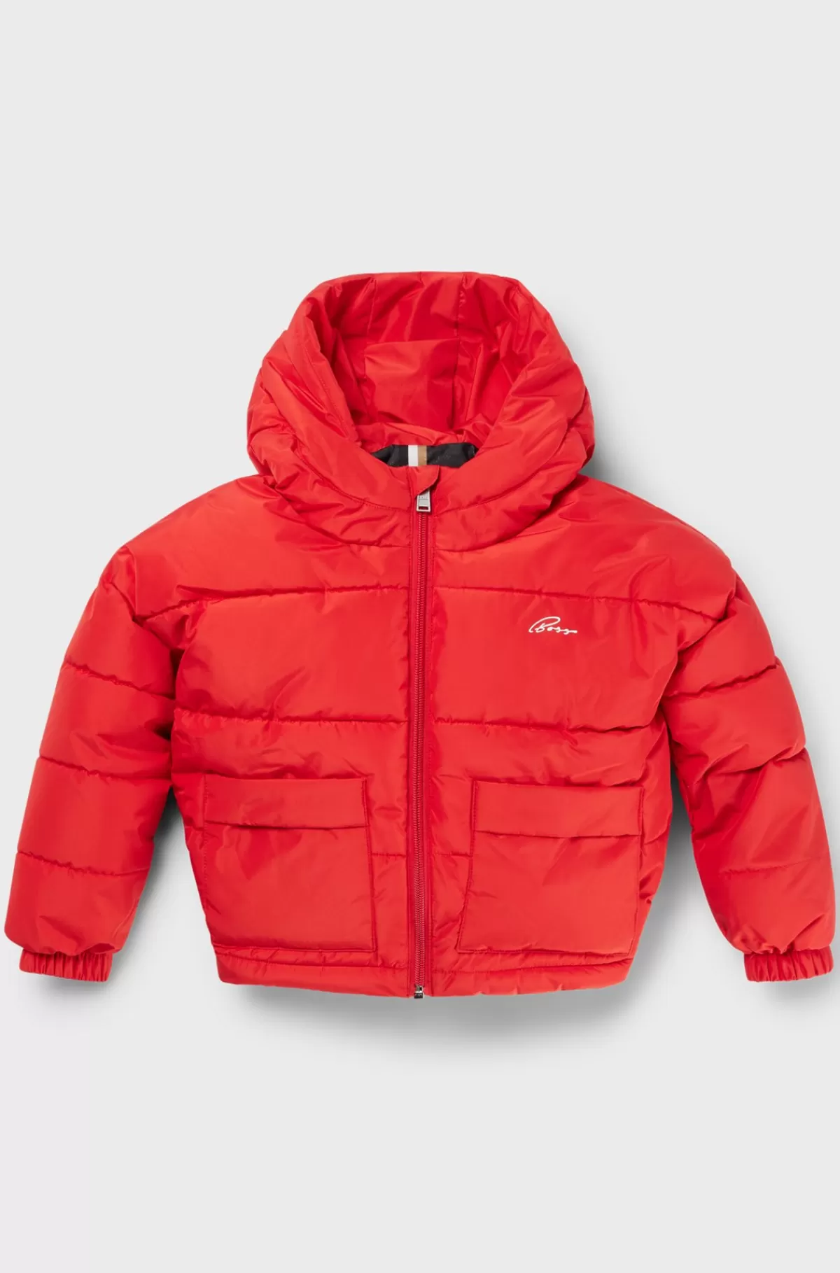 HUGO BOSS Jakke Med Hætte Samt Præget Og Trykte Logoer Til Børn Rød Discount