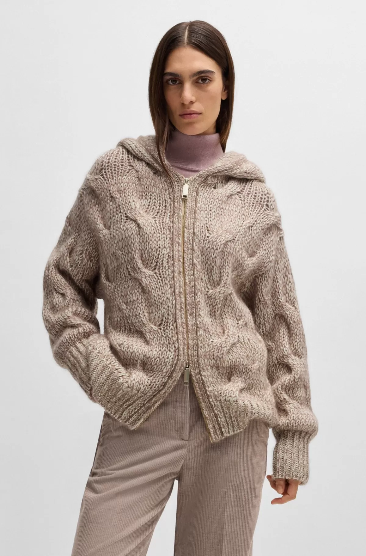 HUGO BOSS Jakke Med Hættetrøje I Italiensk Uldblanding Beige Clearance