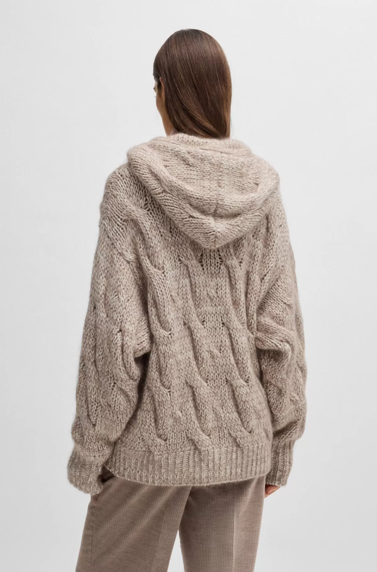 HUGO BOSS Jakke Med Hættetrøje I Italiensk Uldblanding Beige Clearance