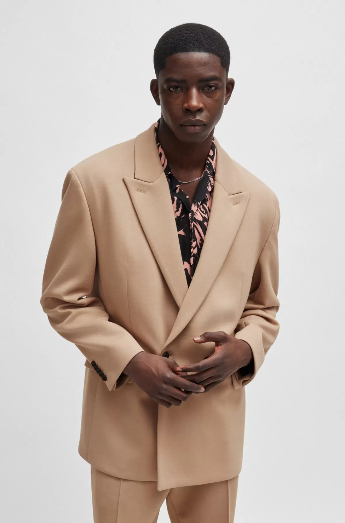 HUGO BOSS Jakke Med Moderne Fit I Performance-jersey Med Stræk Beige Discount