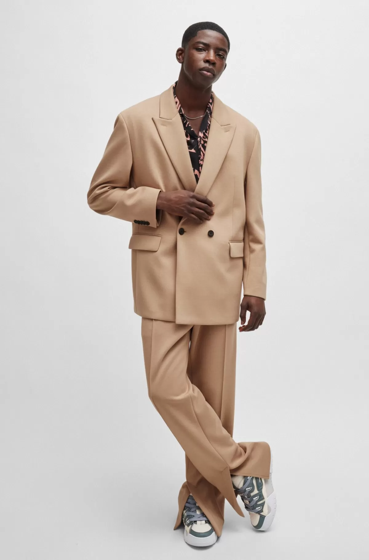 HUGO BOSS Jakke Med Moderne Fit I Performance-jersey Med Stræk Beige Discount