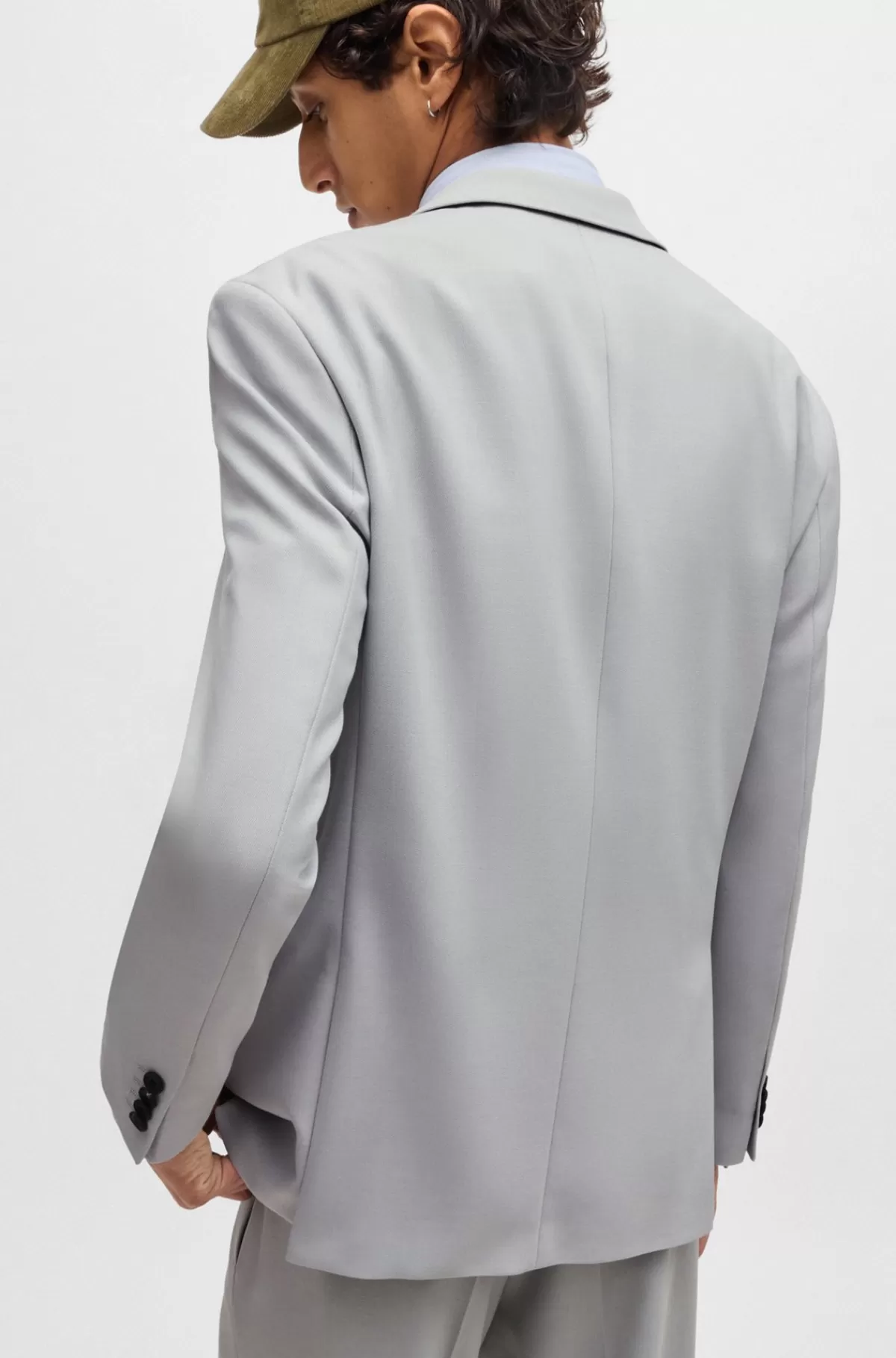 HUGO BOSS Jakke Med Moderne Fit I Twill Med Stræk Og Helforing Lysegrå Flash Sale