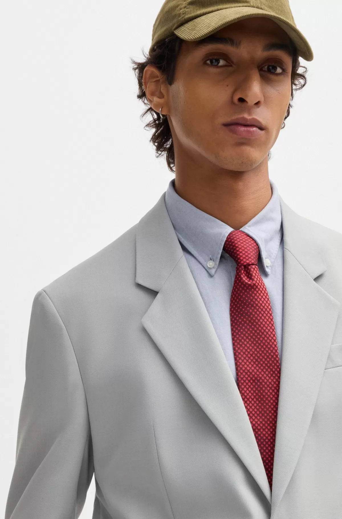 HUGO BOSS Jakke Med Moderne Fit I Twill Med Stræk Og Helforing Lysegrå Flash Sale
