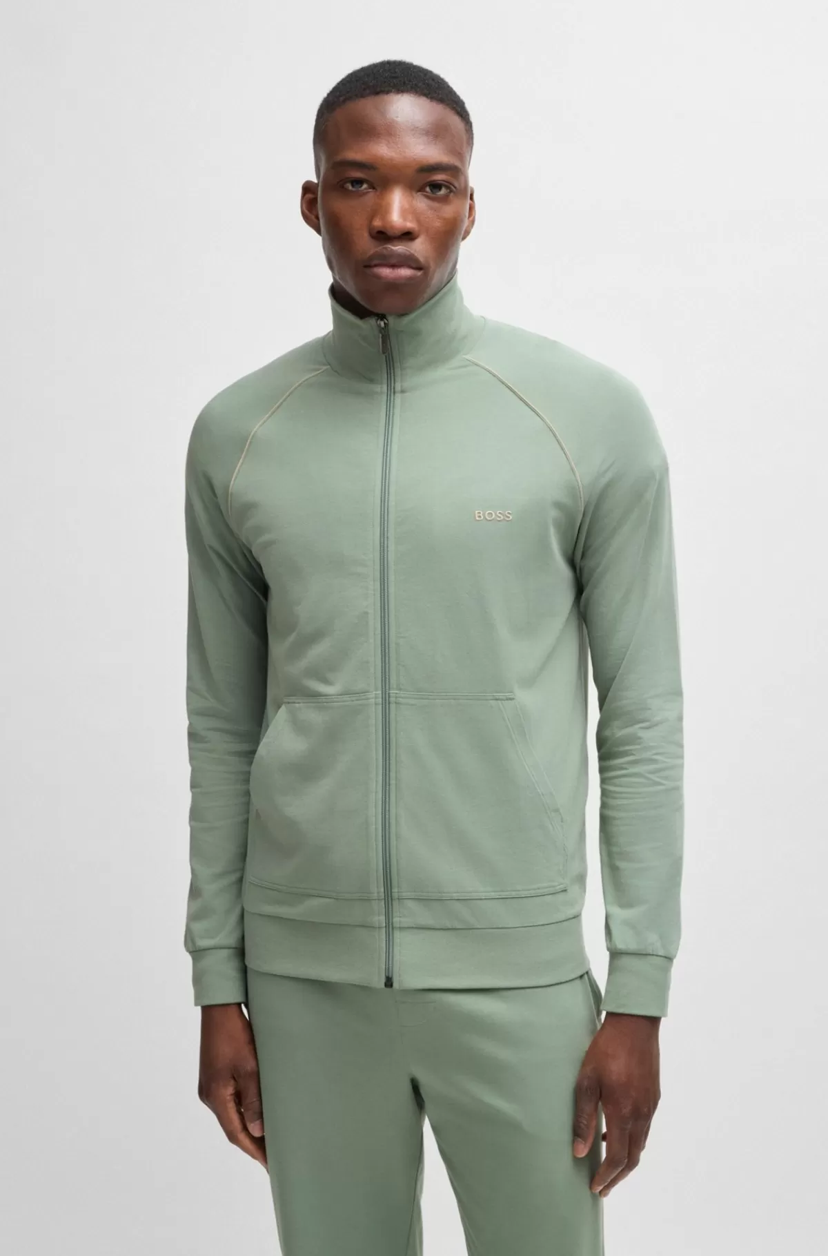 HUGO BOSS Jakke Med Regular Fit I Bomuld Med Stræk Og Et Broderet Logo Lysegrøn Sale