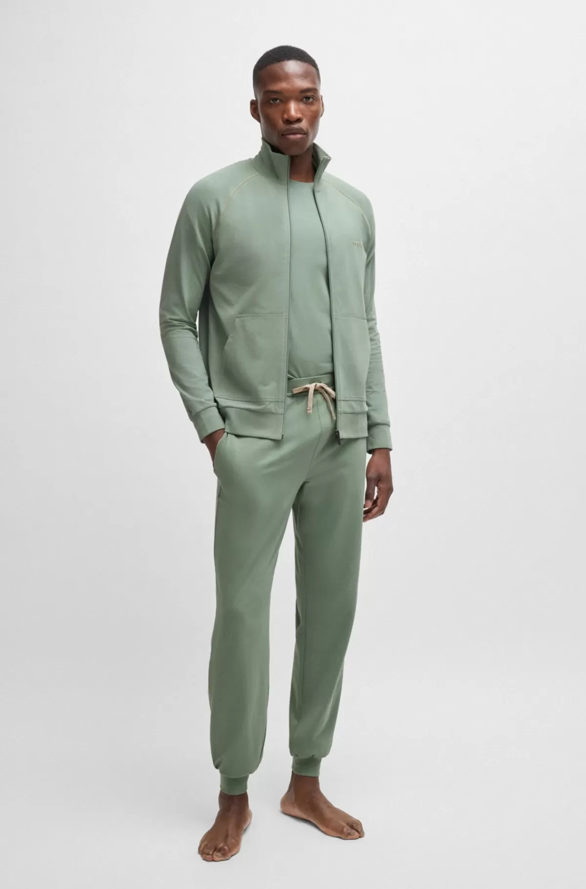 HUGO BOSS Jakke Med Regular Fit I Bomuld Med Stræk Og Et Broderet Logo Lysegrøn Sale