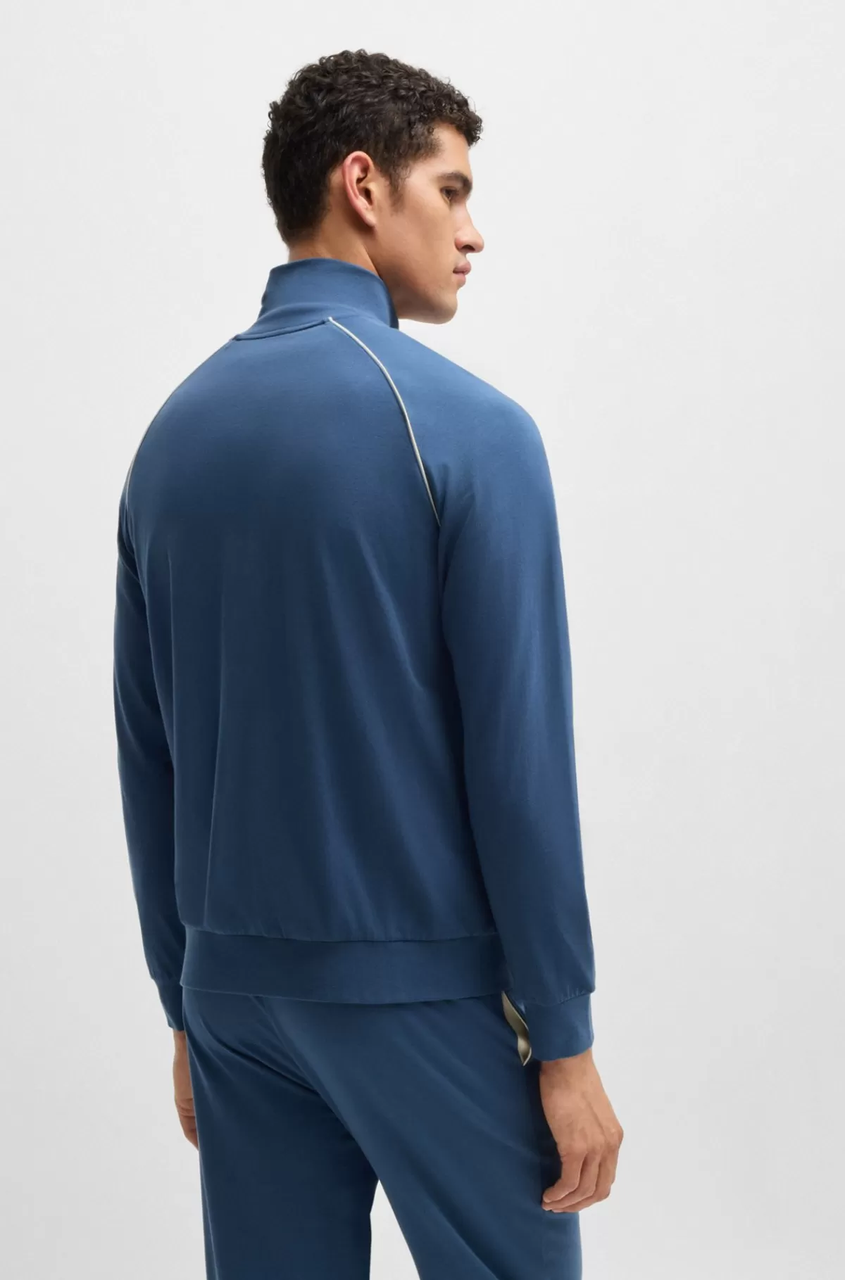 HUGO BOSS Jakke Med Regular Fit I Bomuld Med Stræk Og Et Broderet Logo Blå Cheap