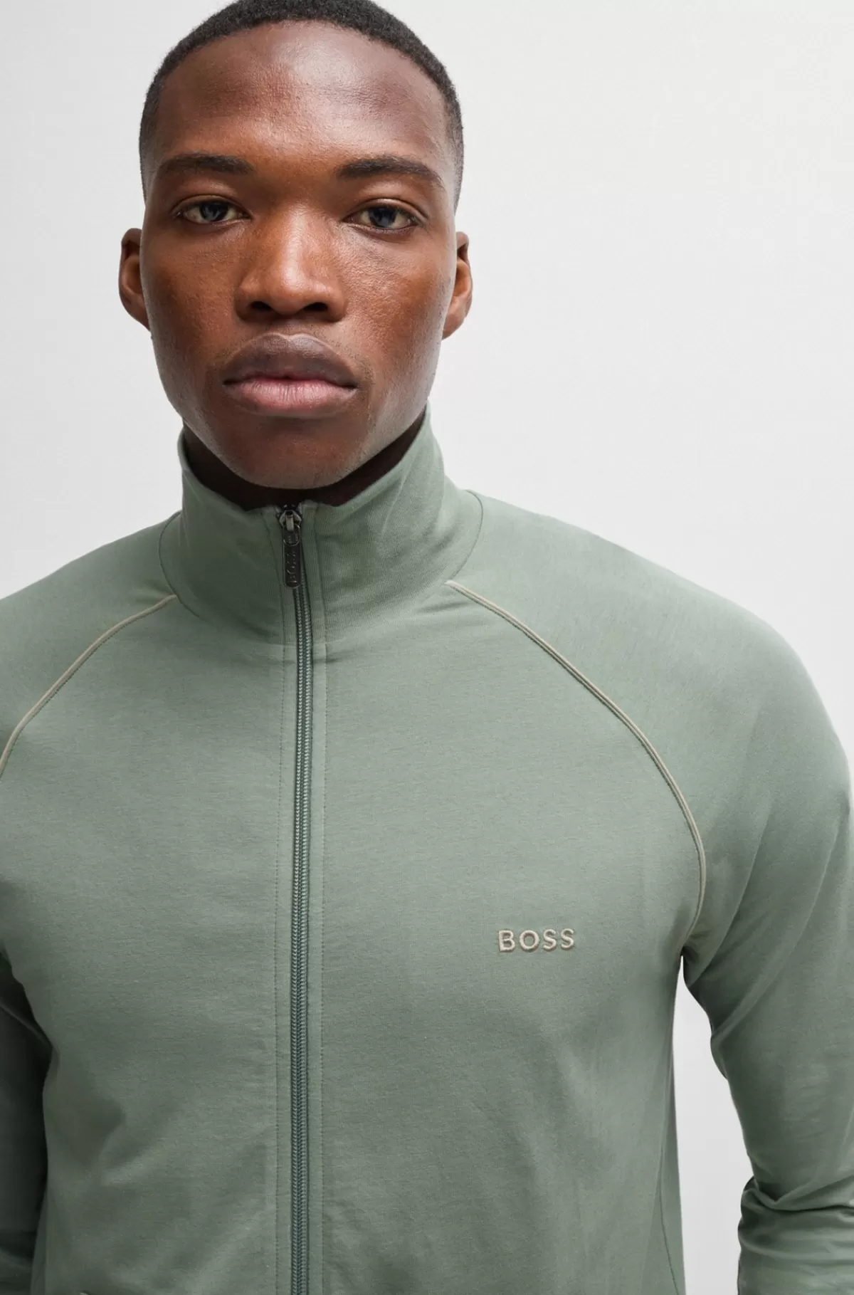 HUGO BOSS Jakke Med Regular Fit I Bomuld Med Stræk Og Et Broderet Logo Lysegrøn Sale