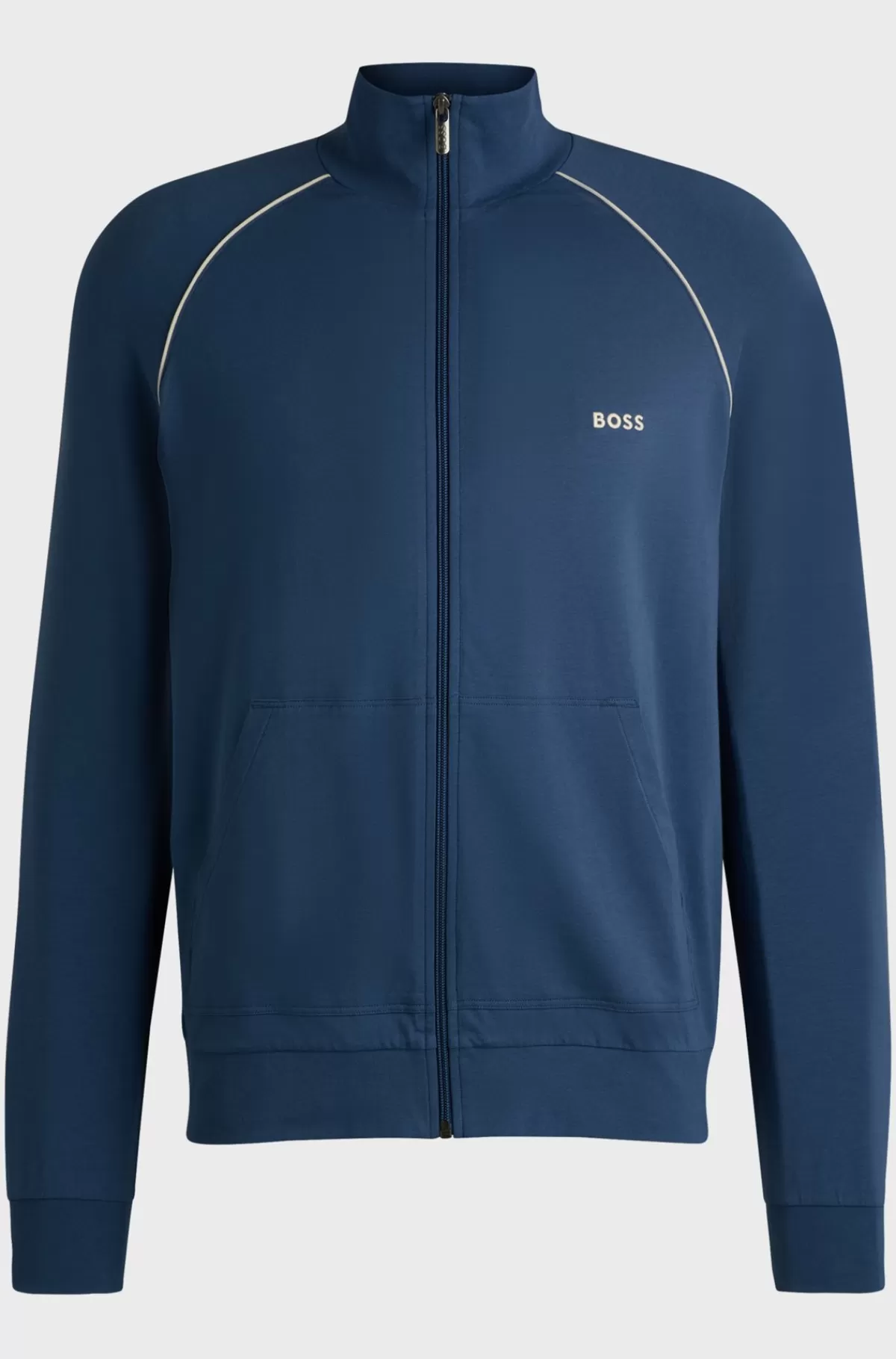 HUGO BOSS Jakke Med Regular Fit I Bomuld Med Stræk Og Et Broderet Logo Blå Cheap