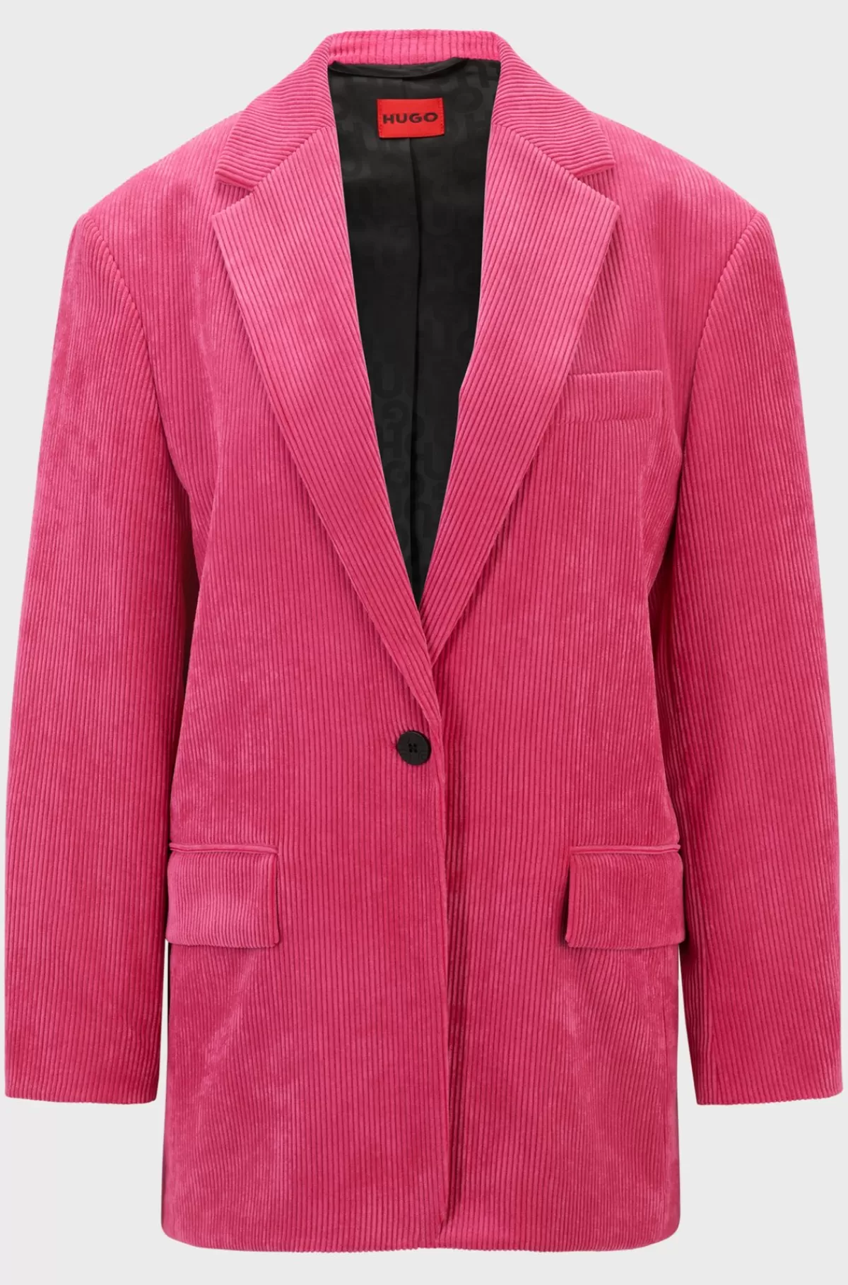 HUGO BOSS Jakke Med Regular Fit I Fløjl Med Stræk Og Knaplukning Pink Discount