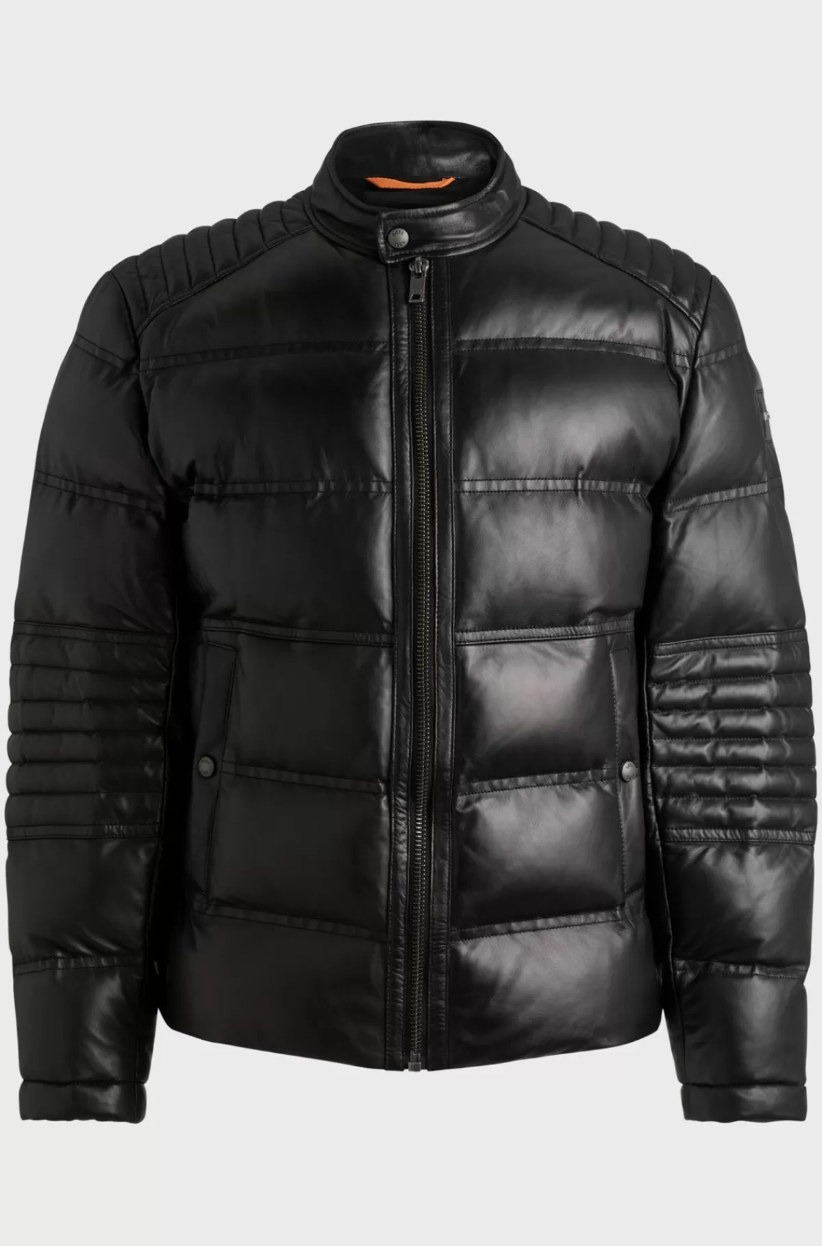 HUGO BOSS Jakke Med Regular Fit I Nappalæder Med Forskellig Quiltning Sort Cheap