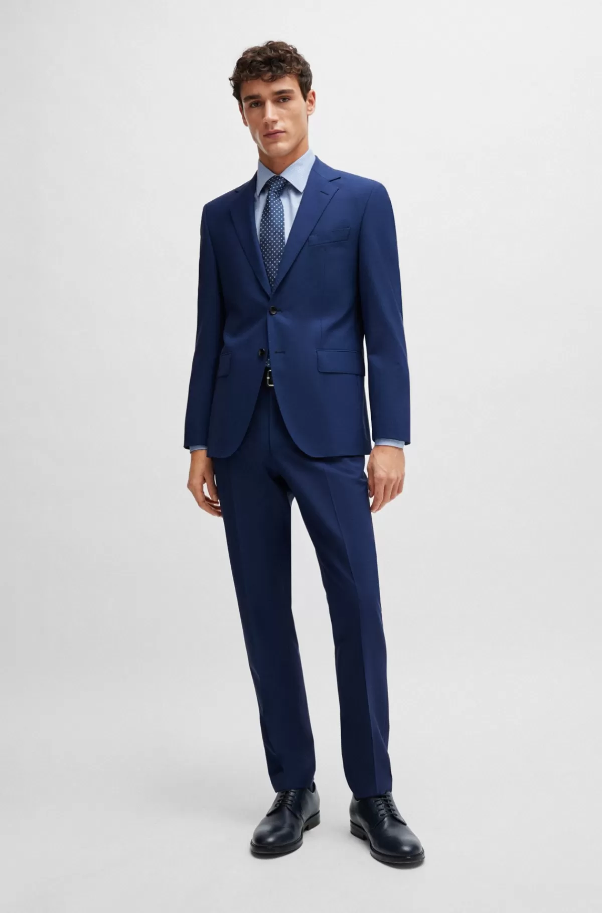 HUGO BOSS Jakke Med Regular Fit I Ny Uld Med Stræk Blå Outlet